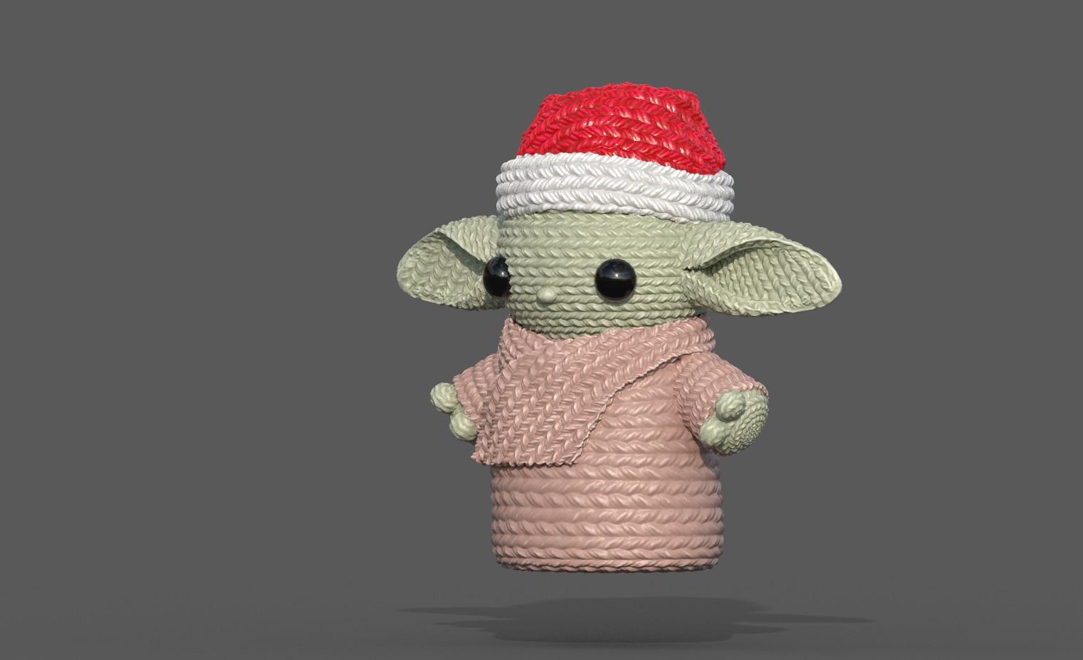 Crochet Santa Baby Yoda 3d model