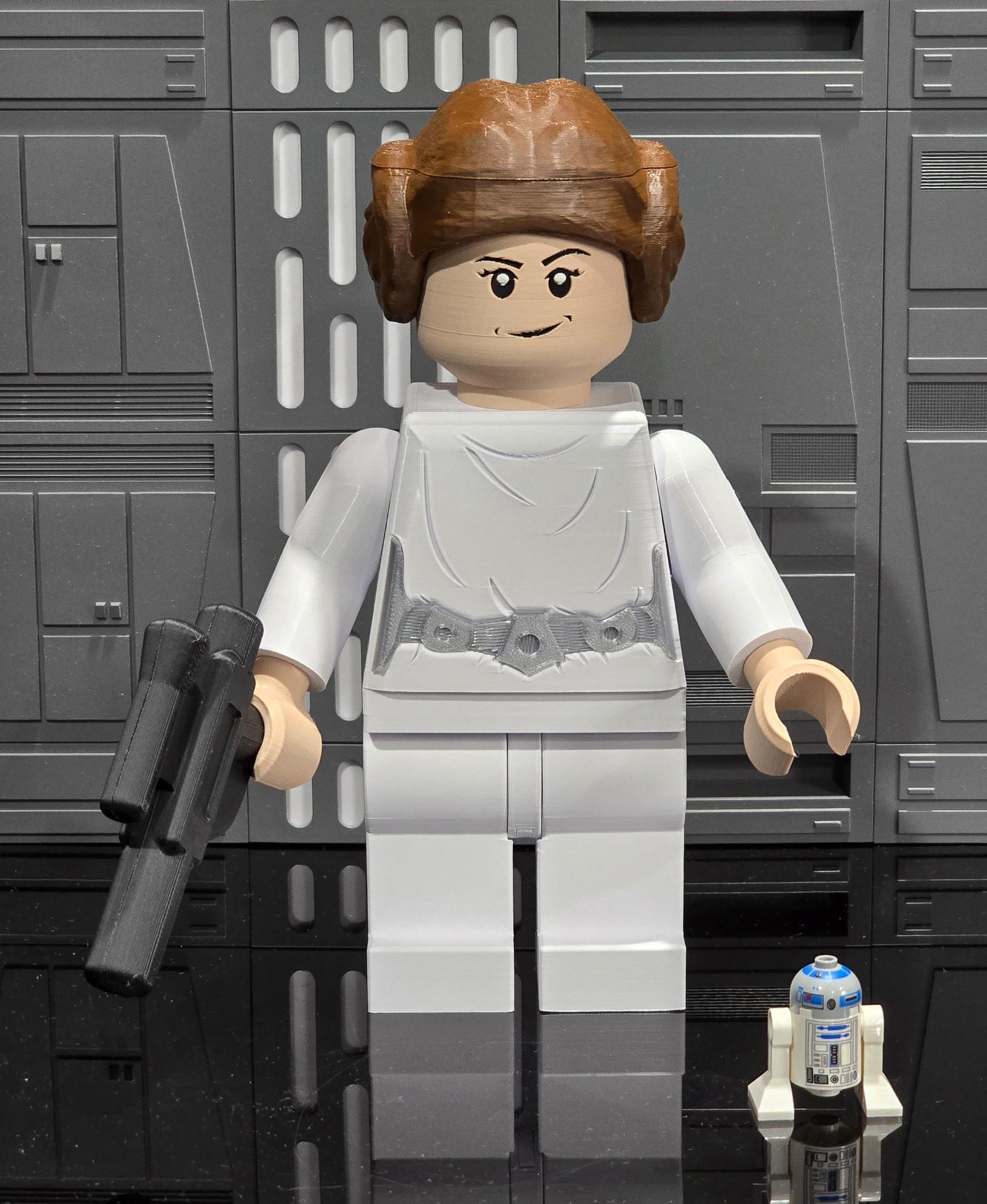 Princess Leia (9 inch brick figure, NO MMU/AMS, NO supports, NO glue) - "Print me, Obi-wan Kenobi. You're my only hope." - 3d model