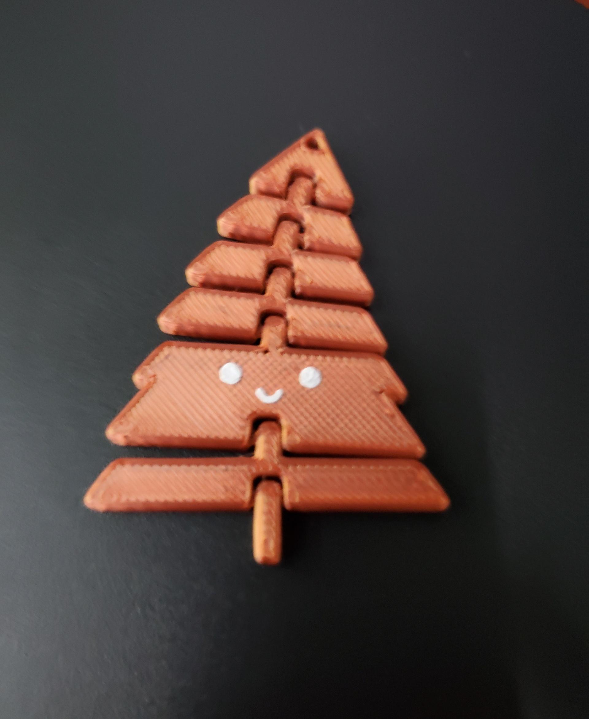 Articulated Kawaii Christmas Tree Keychain - Print in place fidget toy - 3mf - Jayo silk copper - 3d model