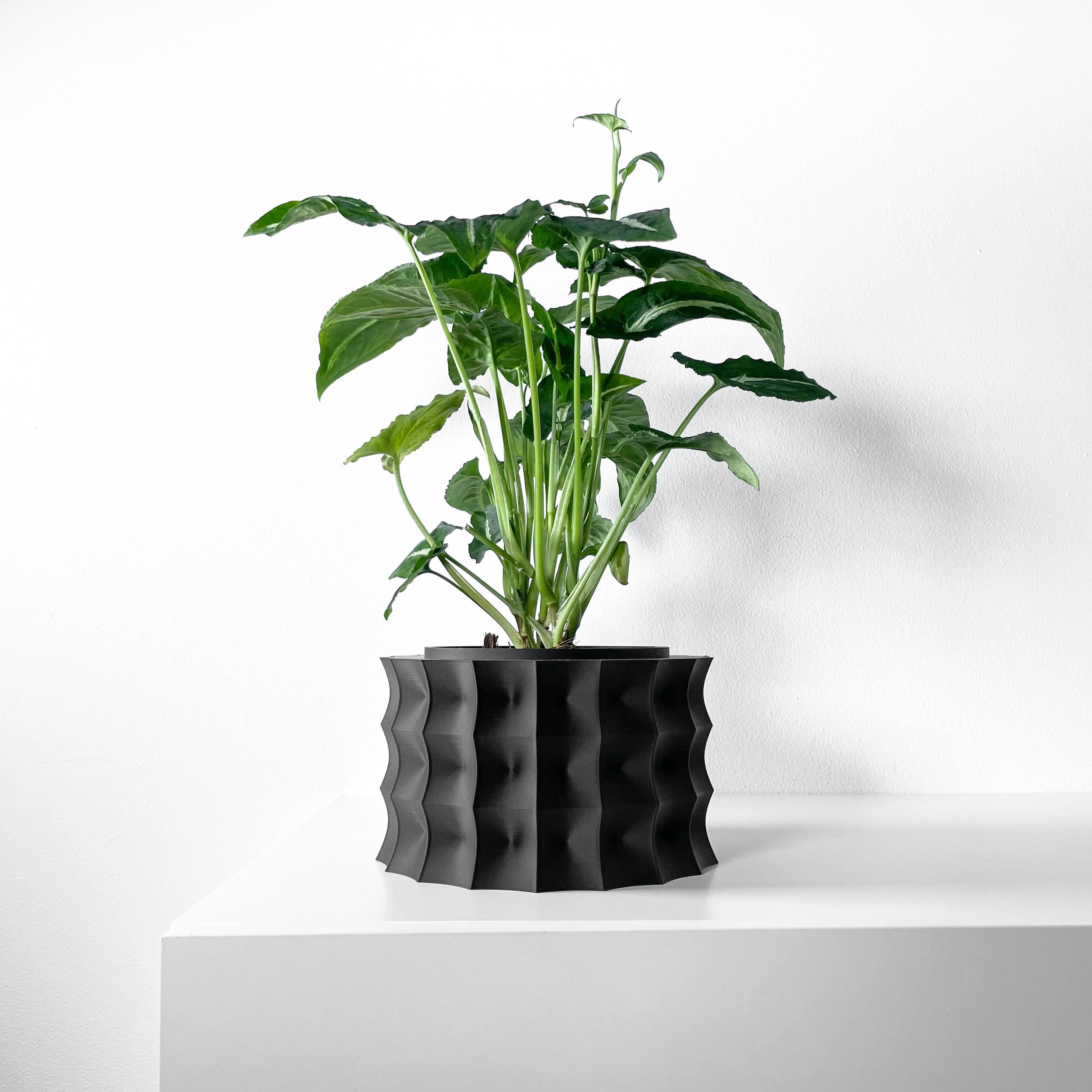 The Kivern Planter Pot with Drainage Tray & Stand Included | Modern and Unique Home Decor 3d model