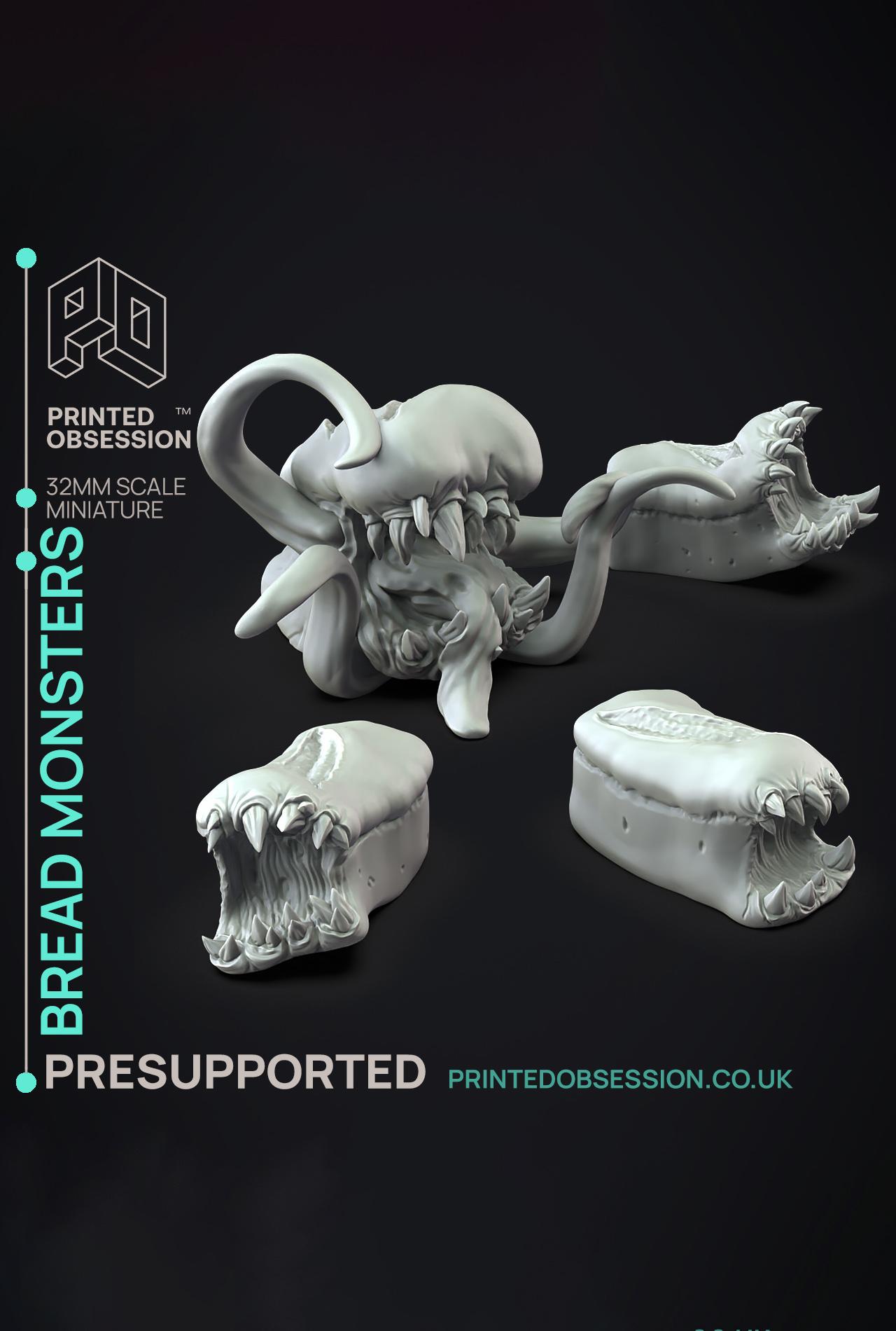 Bread Monster - Possessed Bakery - PRESUPPORTED - Illustrated and Stats - 32mm scale			 3d model