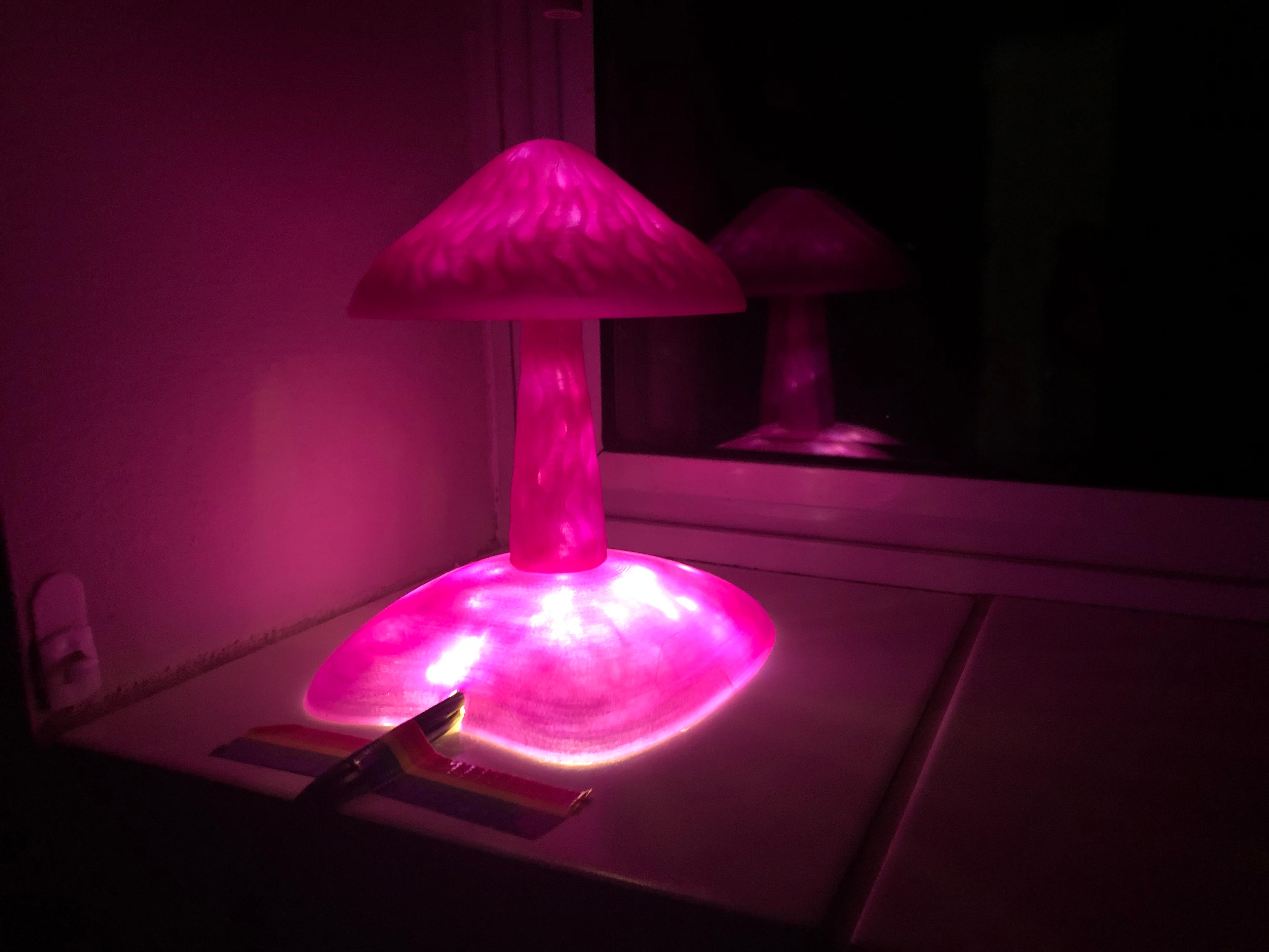 pink mushroom lamp consisting of pink LED mushrooms
