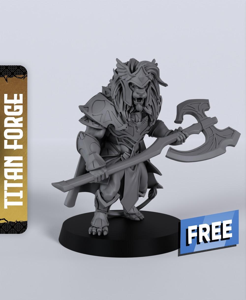 Lion Champion - With Free Dragon Warhammer - 5e DnD Inspired for RPG and Wargamers 3d model