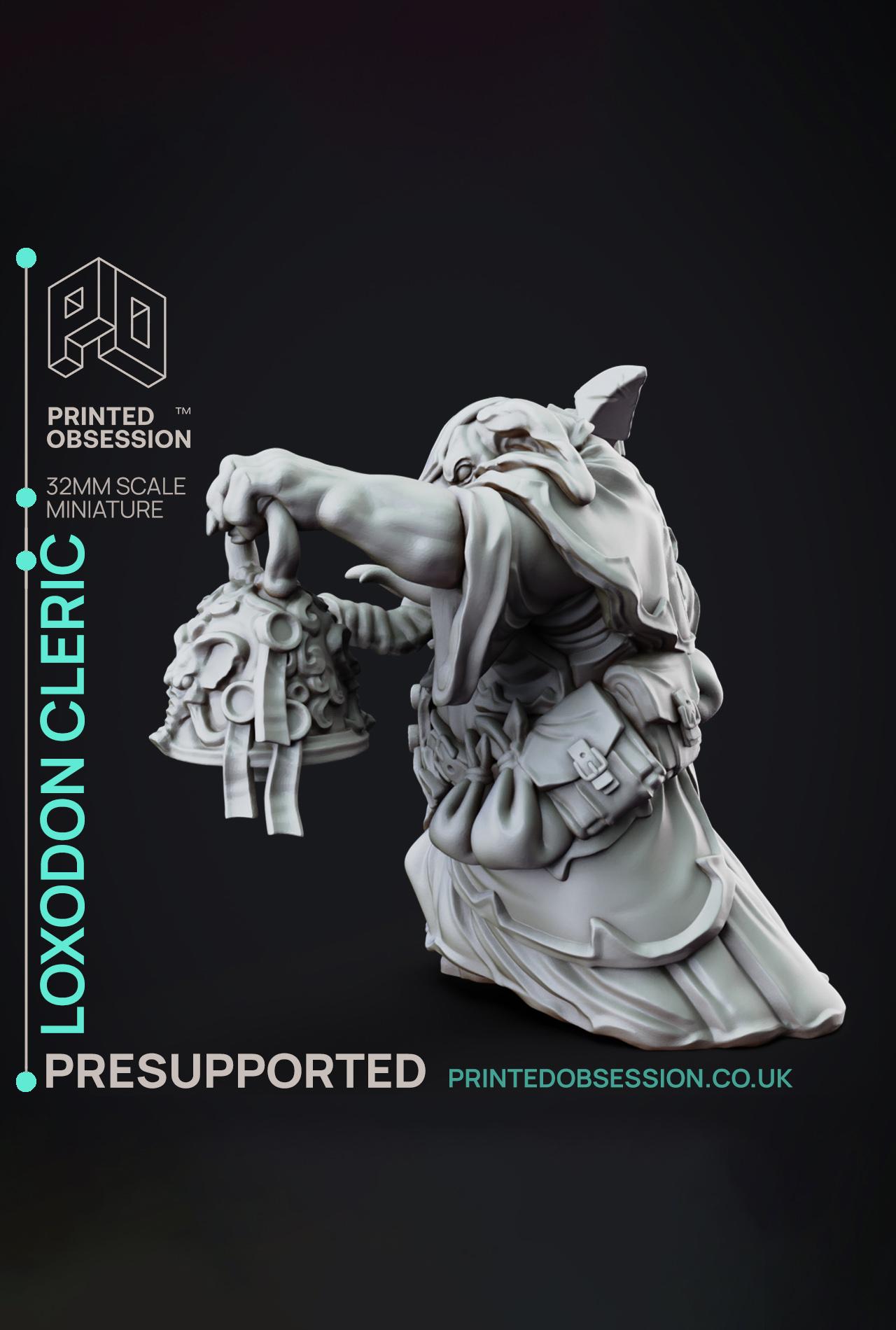 Loxodon Cleric - Lady of Pox - PRESUPPORTED - Illustrated and Stats - 32mm scale			 3d model