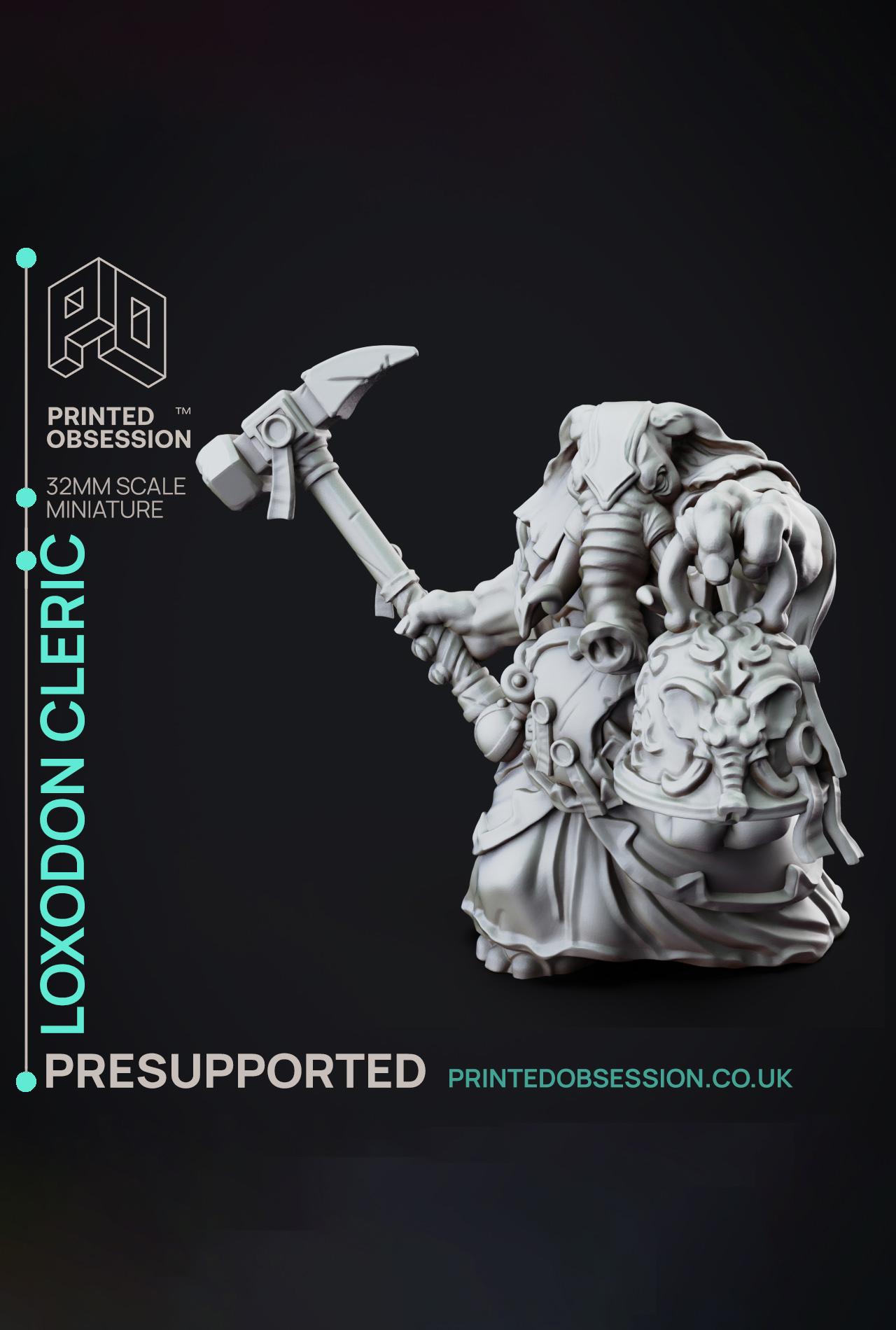 Loxodon Cleric - Lady of Pox - PRESUPPORTED - Illustrated and Stats - 32mm scale			 3d model