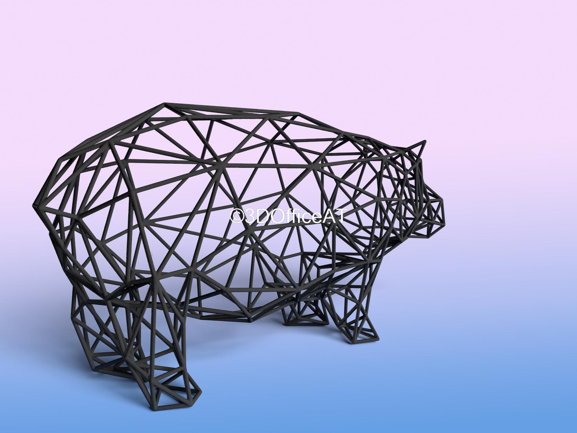 Hippo Wire Art 3d model