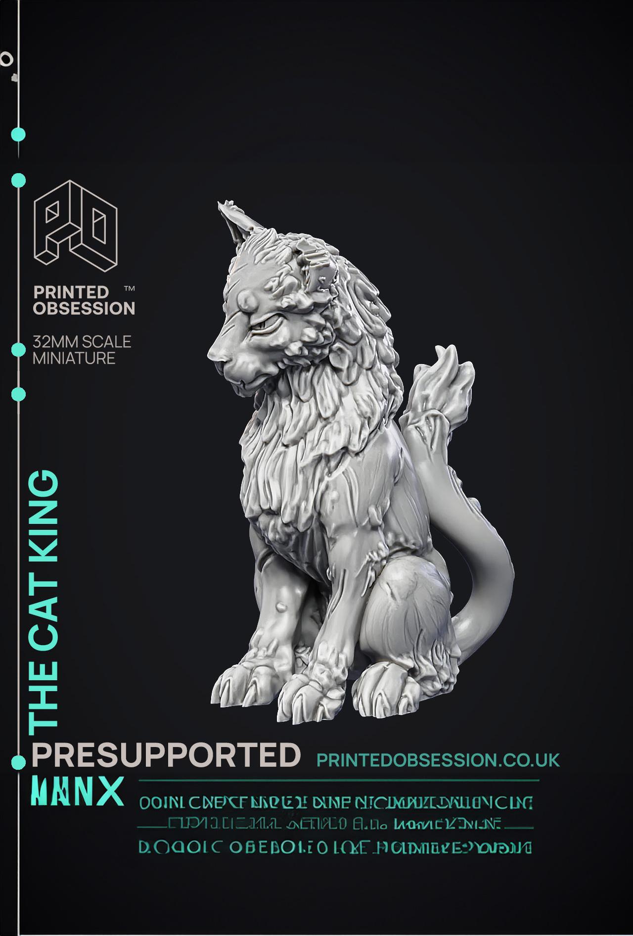 Cat King - NPC Familar - PRESUPPORTED - Illustrated and Stats - 32mm scale  3d model