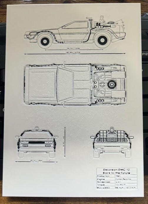 Artful Creation - Blueprint style Picture of Back to the Future's DeLorean - Car Collection Model 3d model