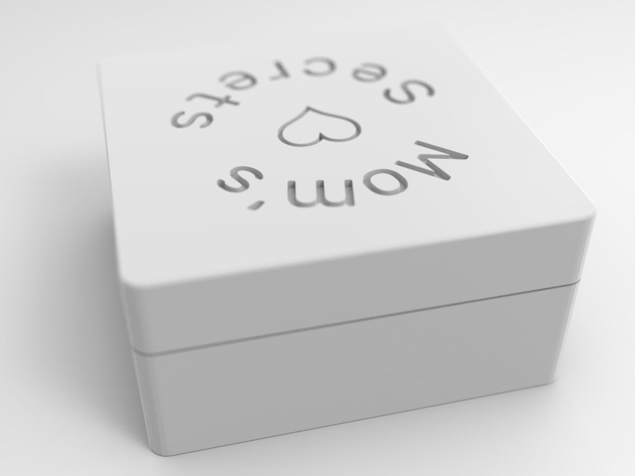 Boîte carré 'Secrets de Maman' - Rangement Personnalisé 3D pour Cadeaux et Souvenirs, 10x10x4 cm 3d model