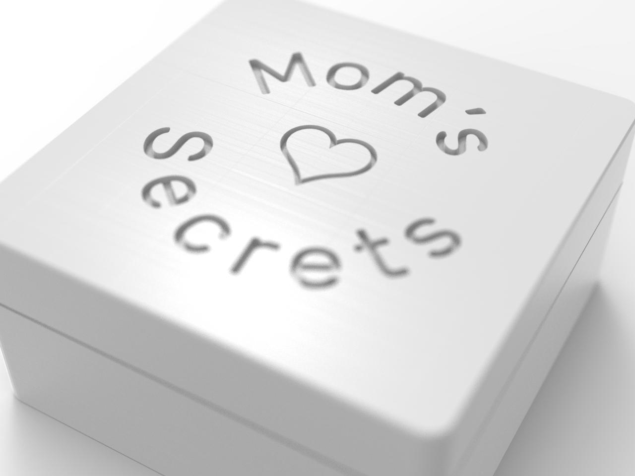 Boîte carré 'Secrets de Maman' - Rangement Personnalisé 3D pour Cadeaux et Souvenirs, 10x10x4 cm 3d model