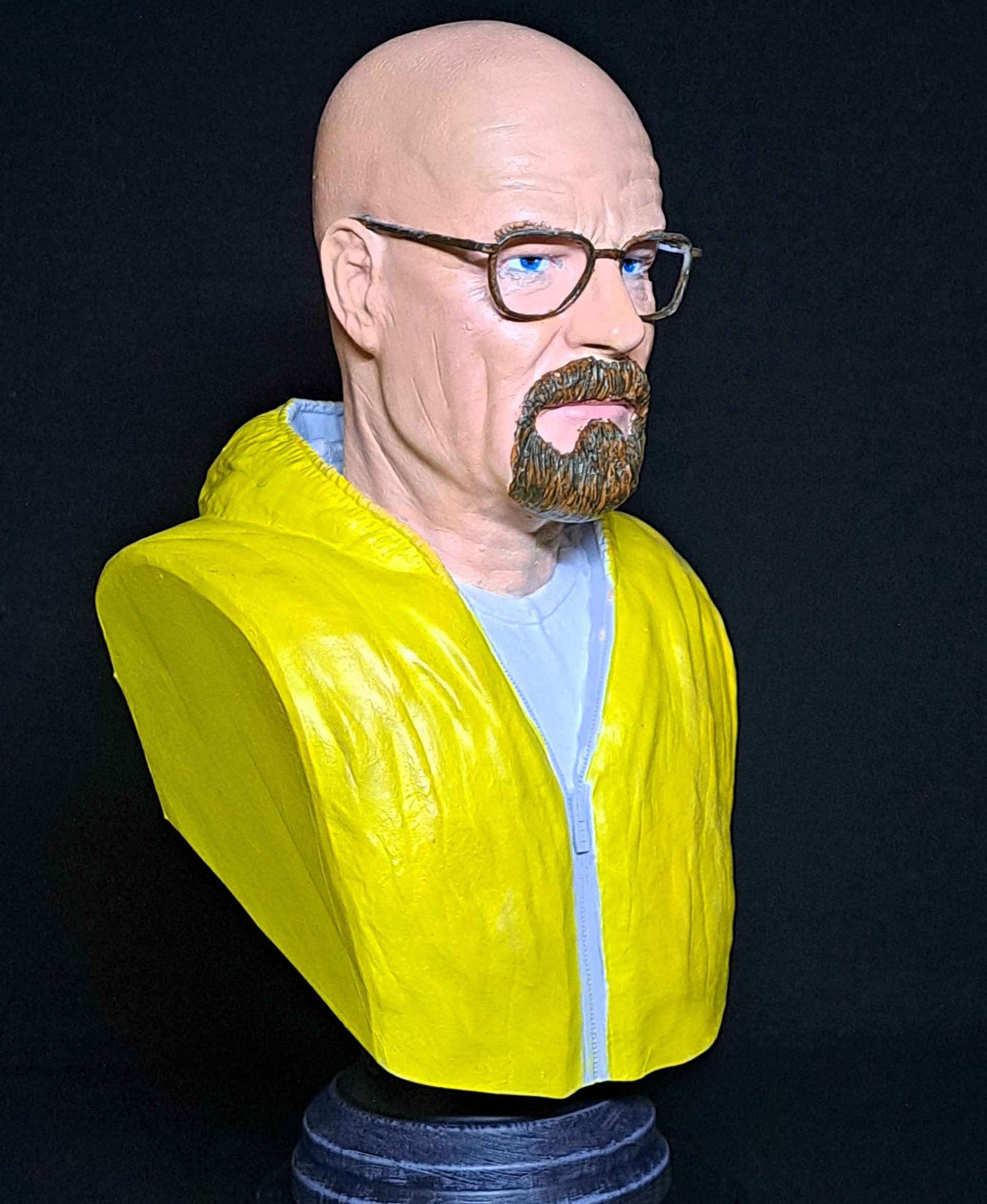 Walter White Bust - Breaking Bad (Pre-Supported) - This collection piece, dazzling with its details, perfectly reflects the character's dark transformation and iconic stance. The perfect gift for series fans, this bust will be a striking decorative element in any corner. - 3d model
