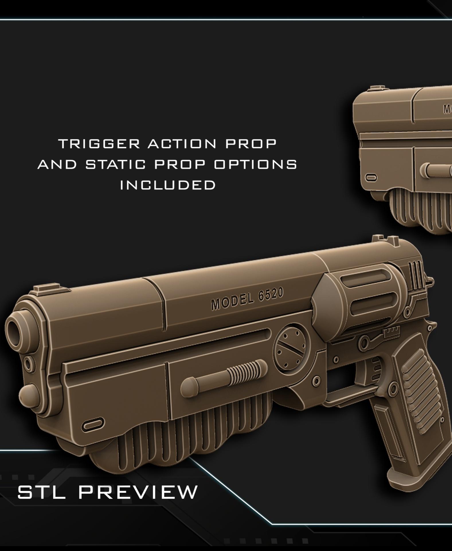 10 mm Blaster Fallout - functional trigger/hammer action 3d model