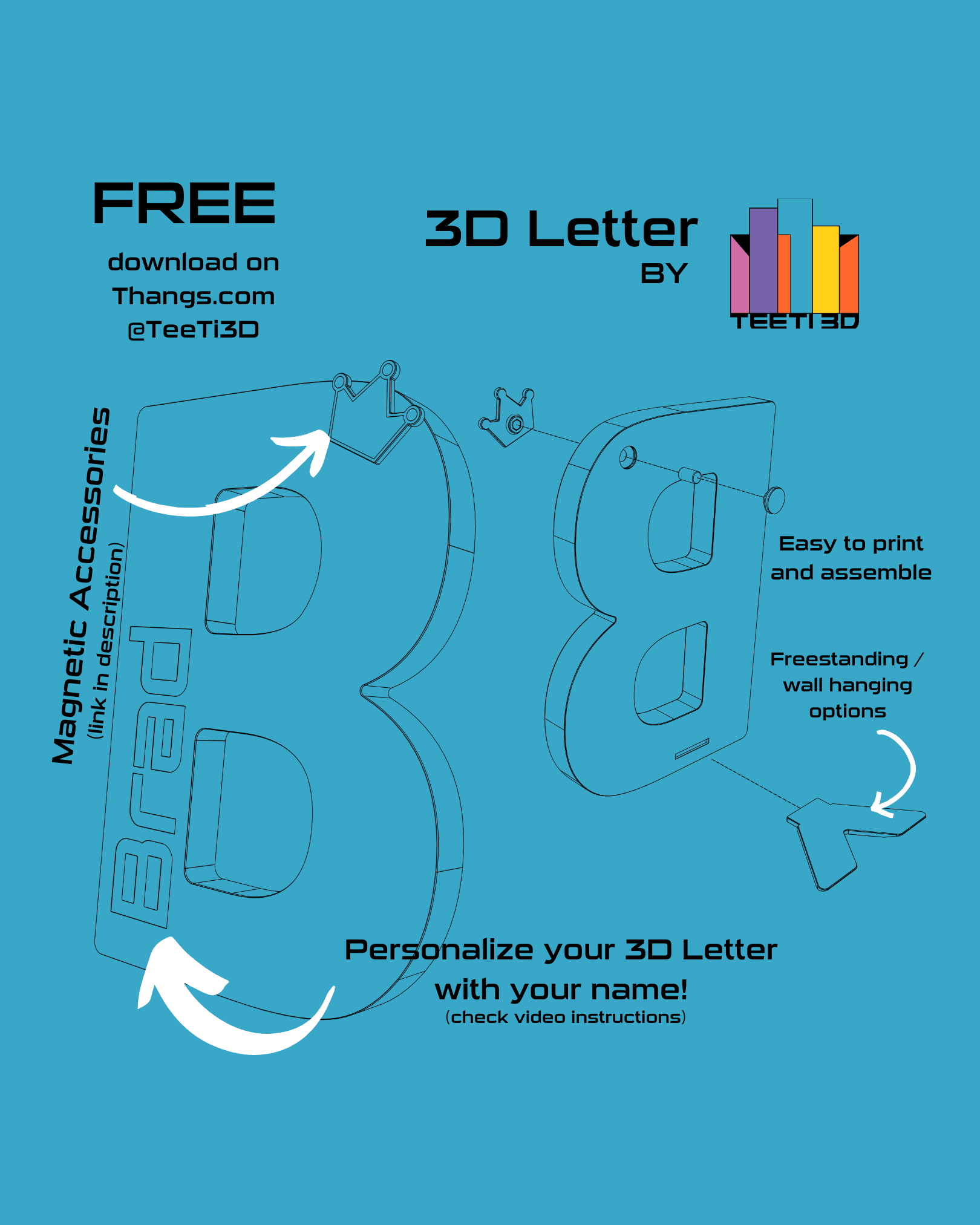 3D Letter B - by TeeTi3D 3d model