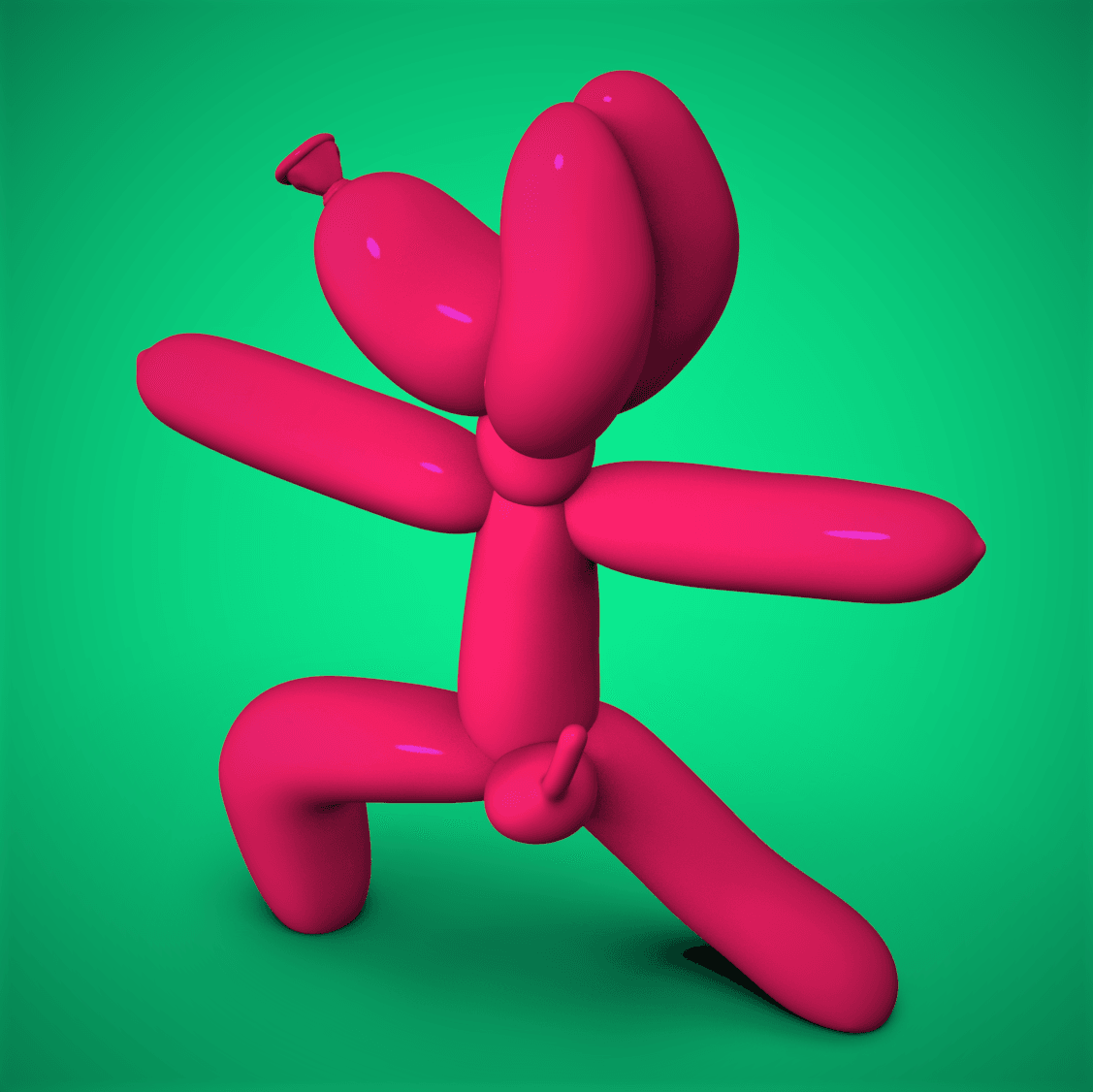 Balloon Doggy Yoga -Warrior2 Pose 3d model