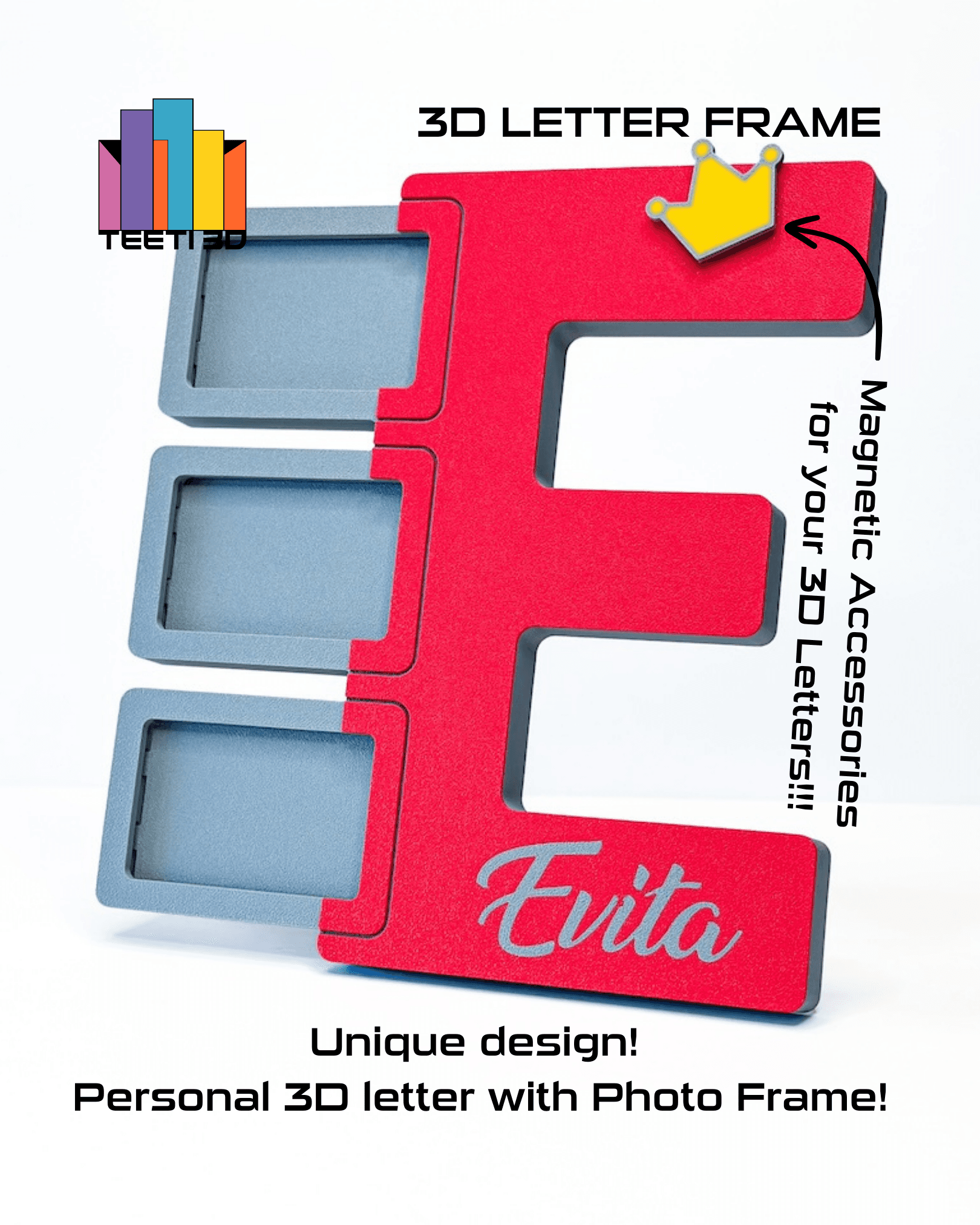 3D Letter "E" with Photo Frame 3d model