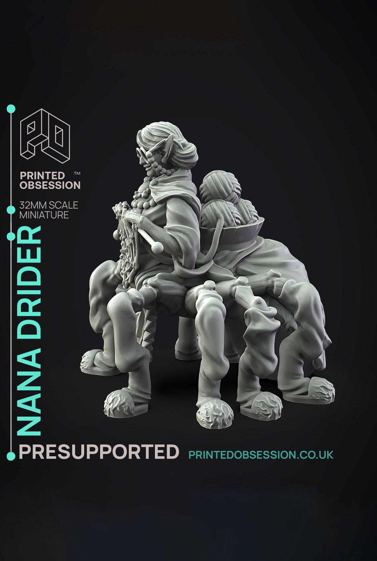 Nana Drider - Dungeon Cleaning Inc - PRESUPPORTED - Illustrated and Stats - 32mm scale			 3d model