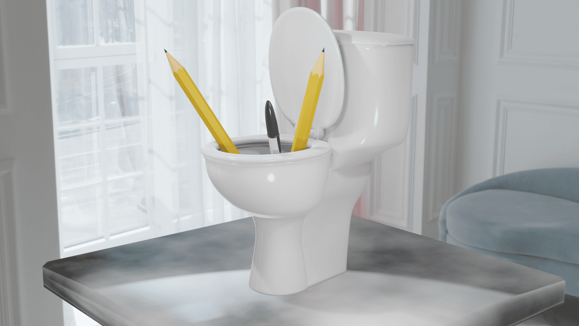 Toilet Pencil Holder with Closable Lid 3d model