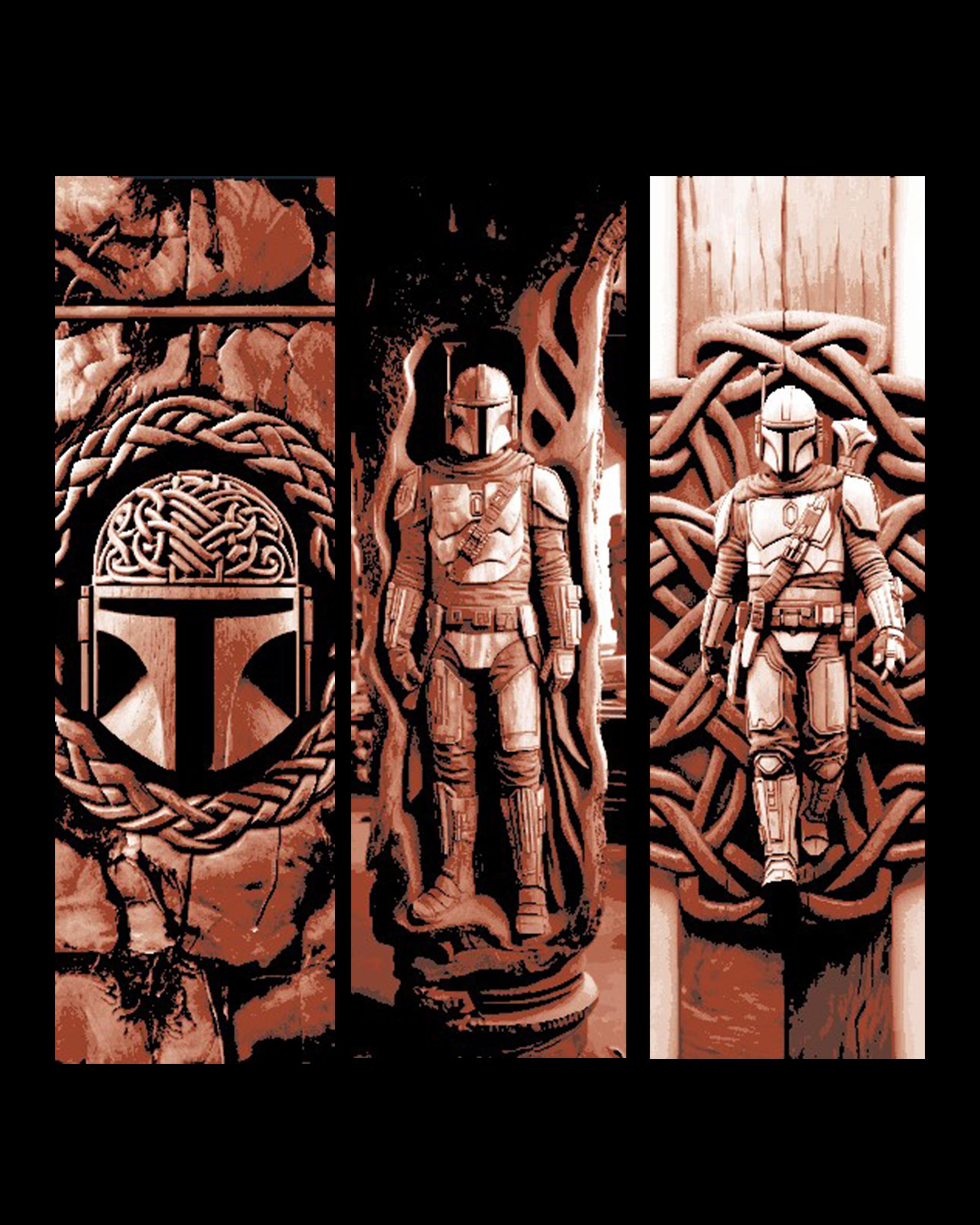 Celtic  Wood Carvings of the Bounty Hunter Boba Fett from Star Wars - Fan Art set of Bookmarks 3d model