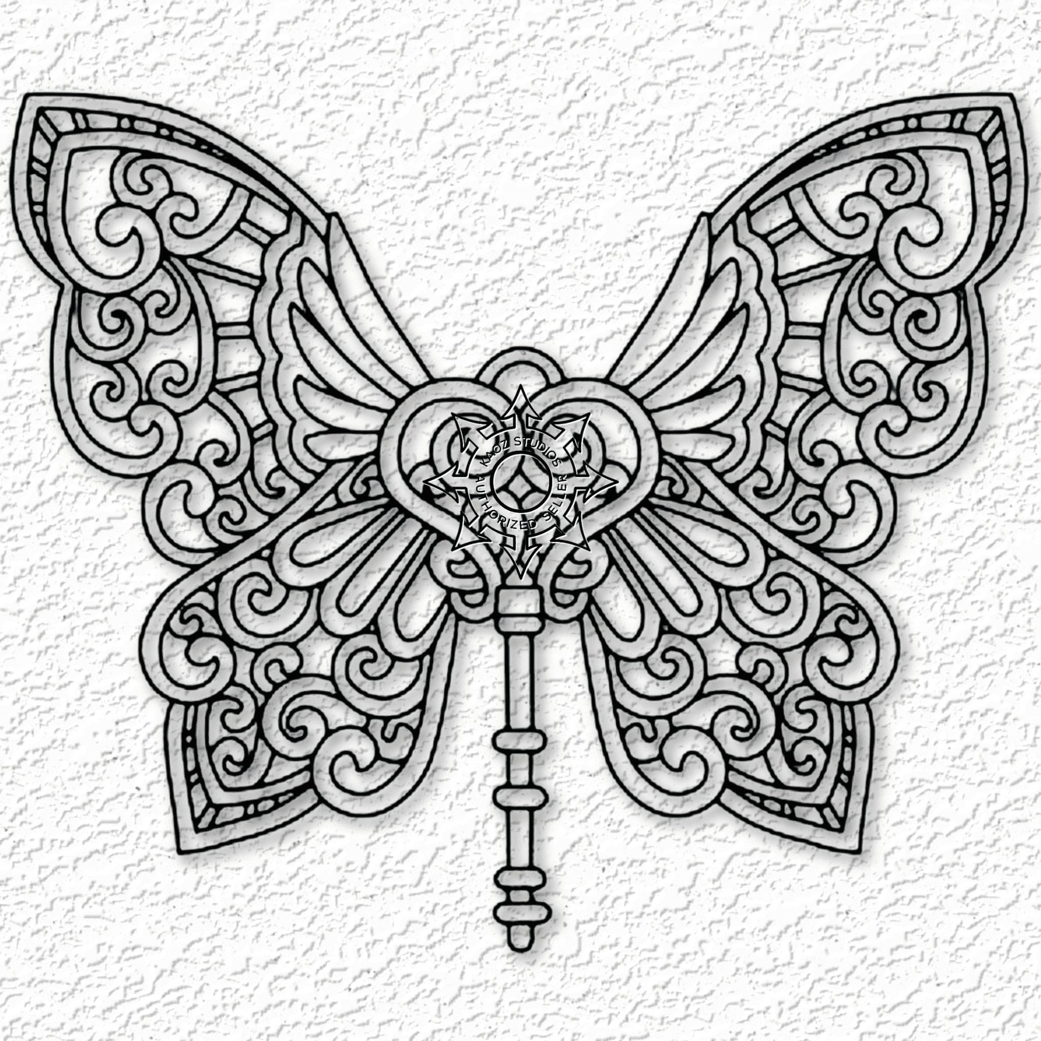 celtic butterfly wall art skeleton key decor 3d model