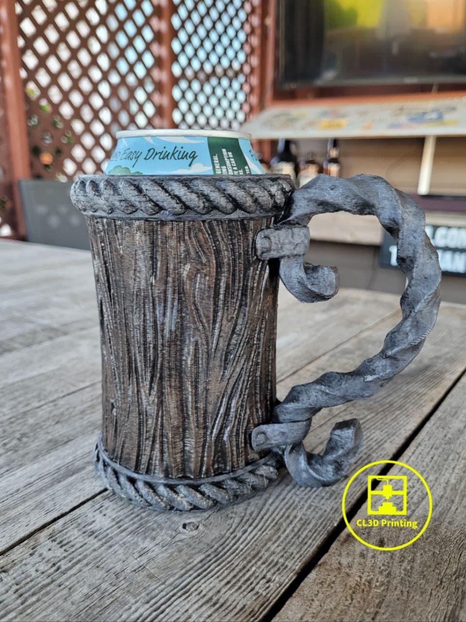 Wood Stein with Wrought Iron Handle Beer Can Koozie 3d model