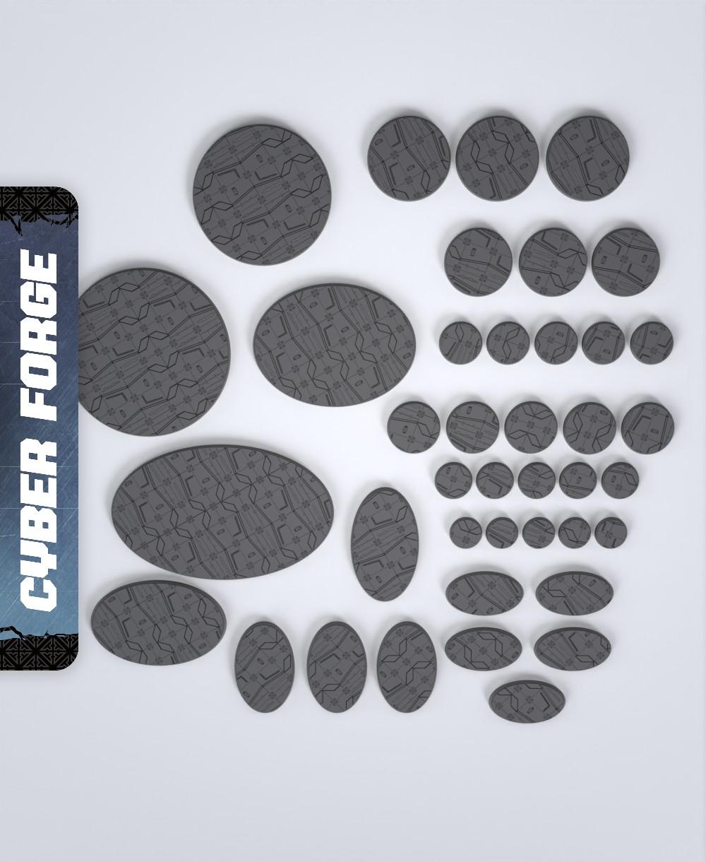 Bases Five for Forthy - With Free Cyberpunk Warhammer - 40k Sci-Fi Gift Ideas for RPG and Wargamers 3d model