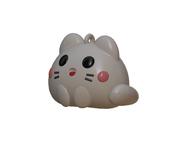 Cute White Cat Keychain 3d model