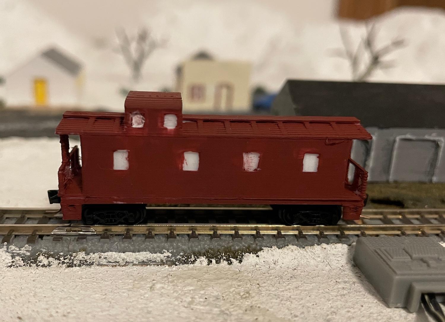 Z scale four-window caboose 3d model