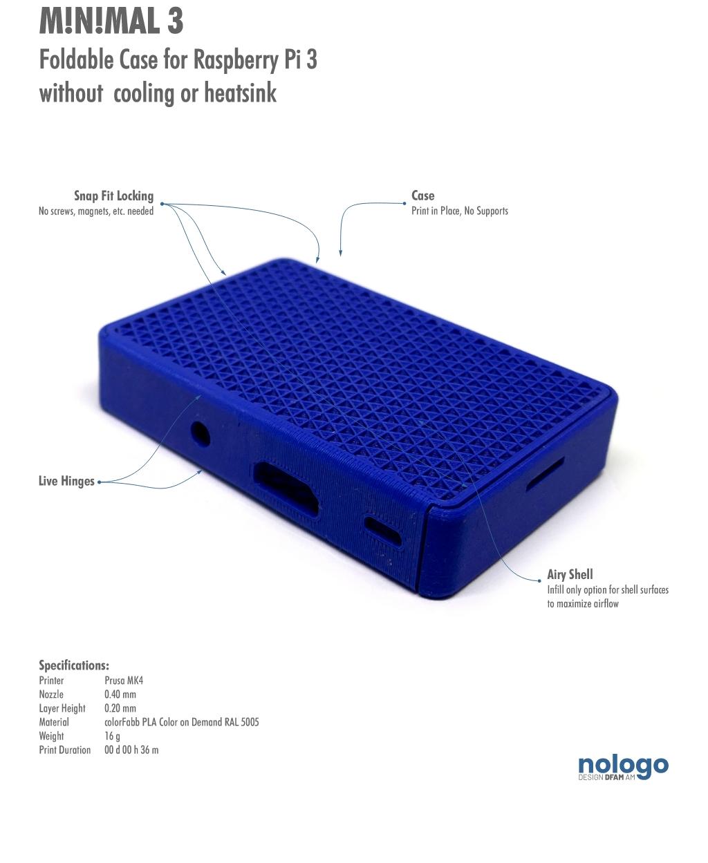 M!N!MAL 3 - Raspberry Pi 3 Case 3d model