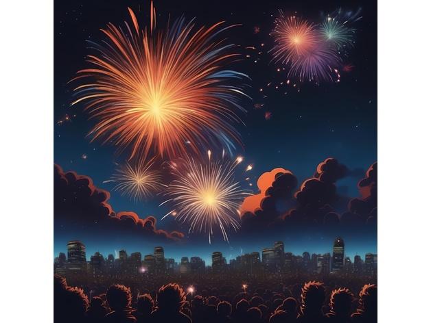 Fireworks at Night - Dual Lithophane Hueforge Print  3d model