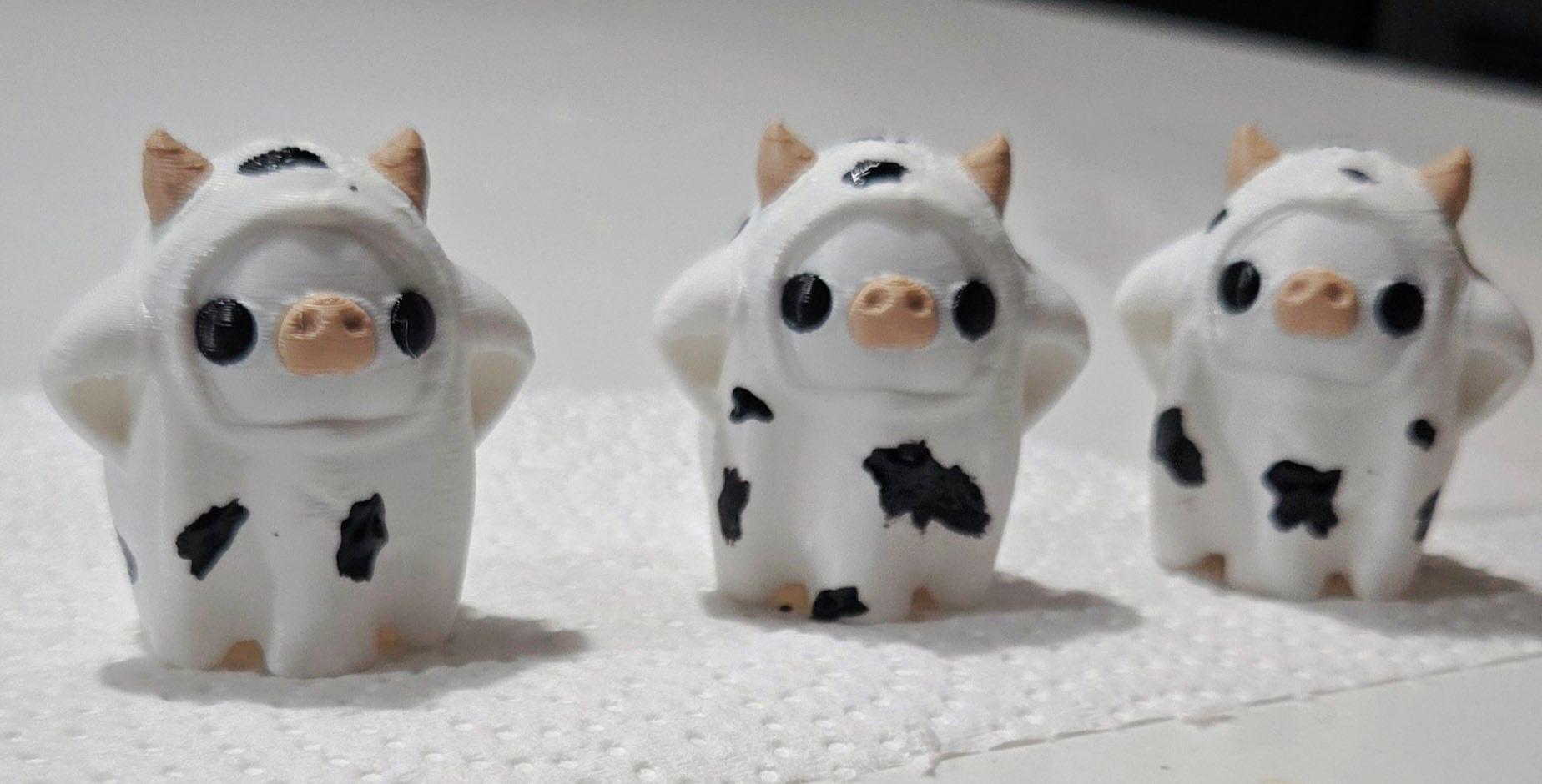 Ghost Cow *Personal use* - They came out perfect! I printed in 3 colors and just painted the spots on. 3 cows took less than 6 hours.  - 3d model