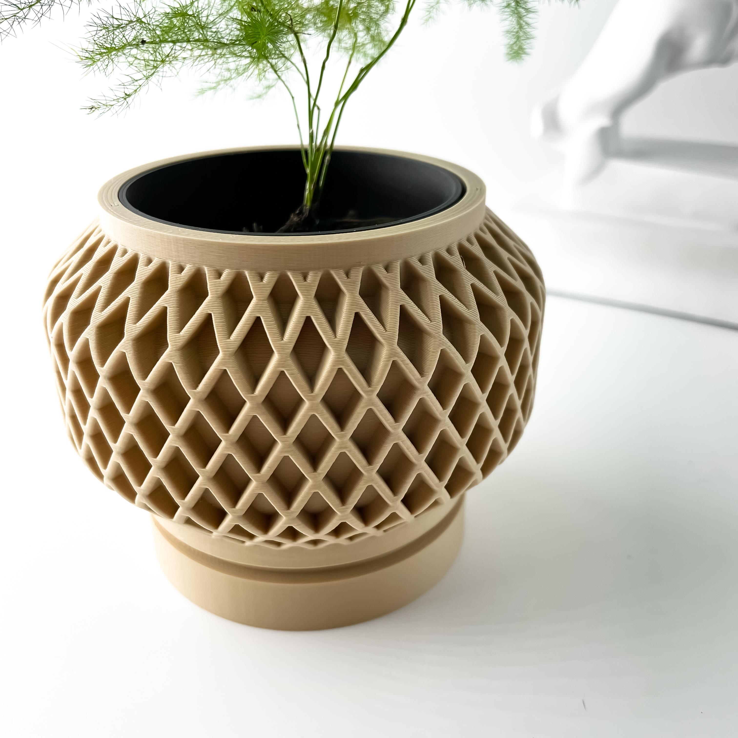 The Orto Planter Pot with Drainage Tray & Stand | Modern and Unique Home Decor for Plants 3d model