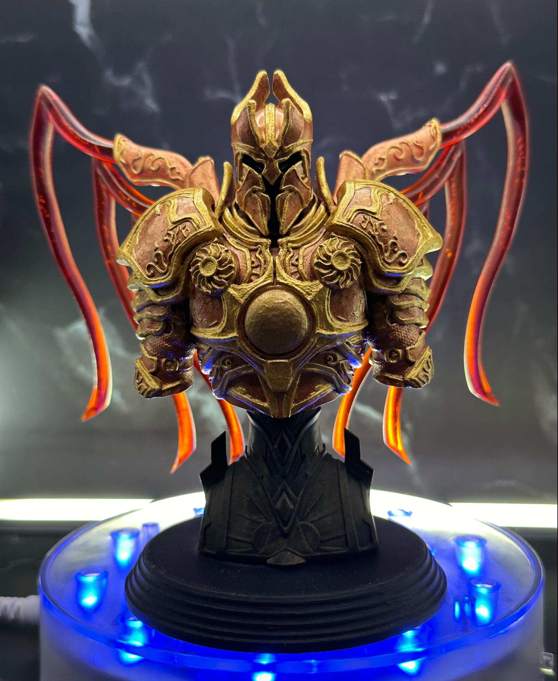 Imperius bust (Pre-Supported - Printed in Resione clear resin and painted after with alcohol inks for the wings and regular resin for the torso and base.  - 3d model