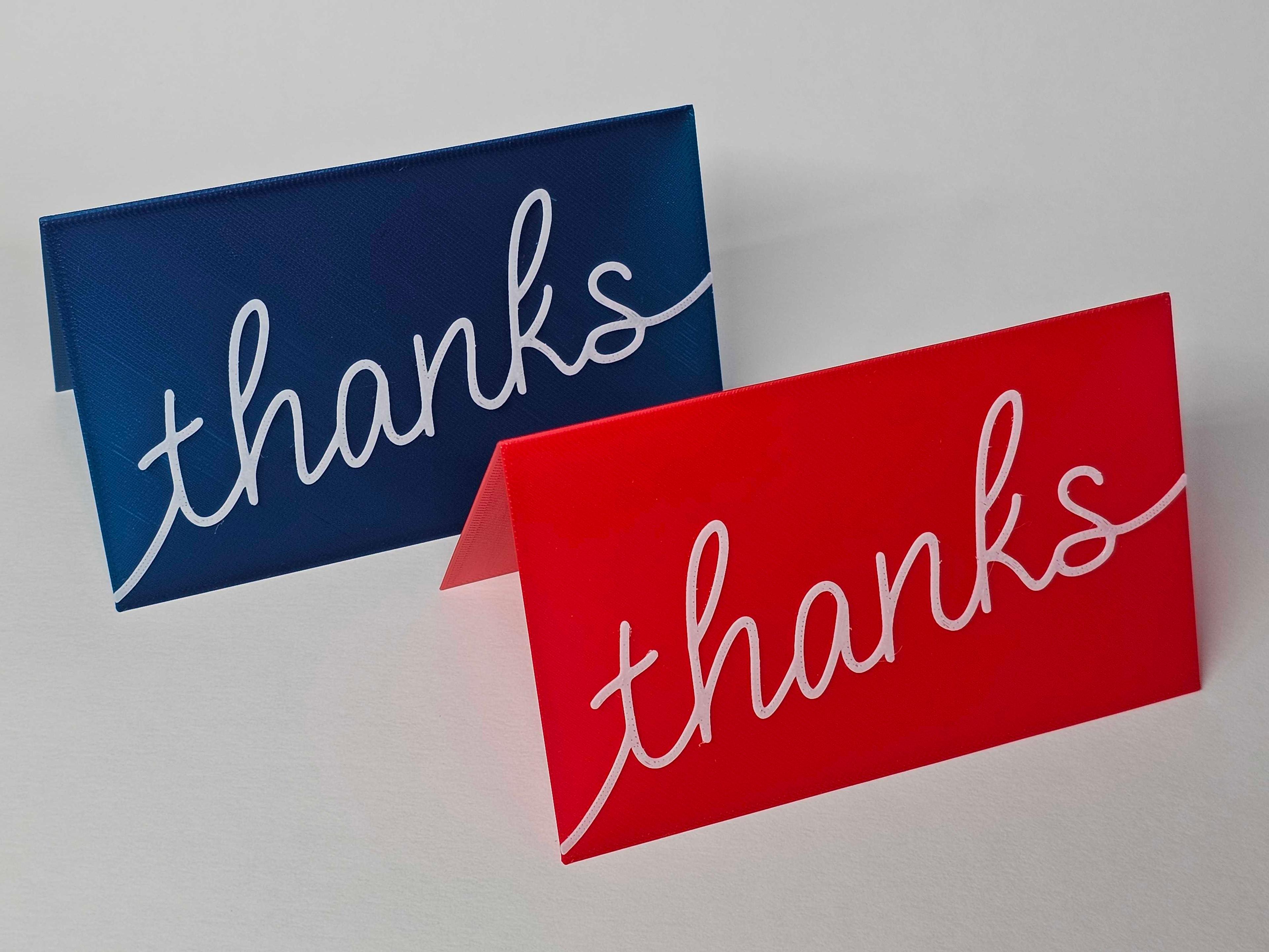 "thanks" Folded Card 3"x5" | Thank You Card | Greeting Card | Tent Sign / Decor 3d model