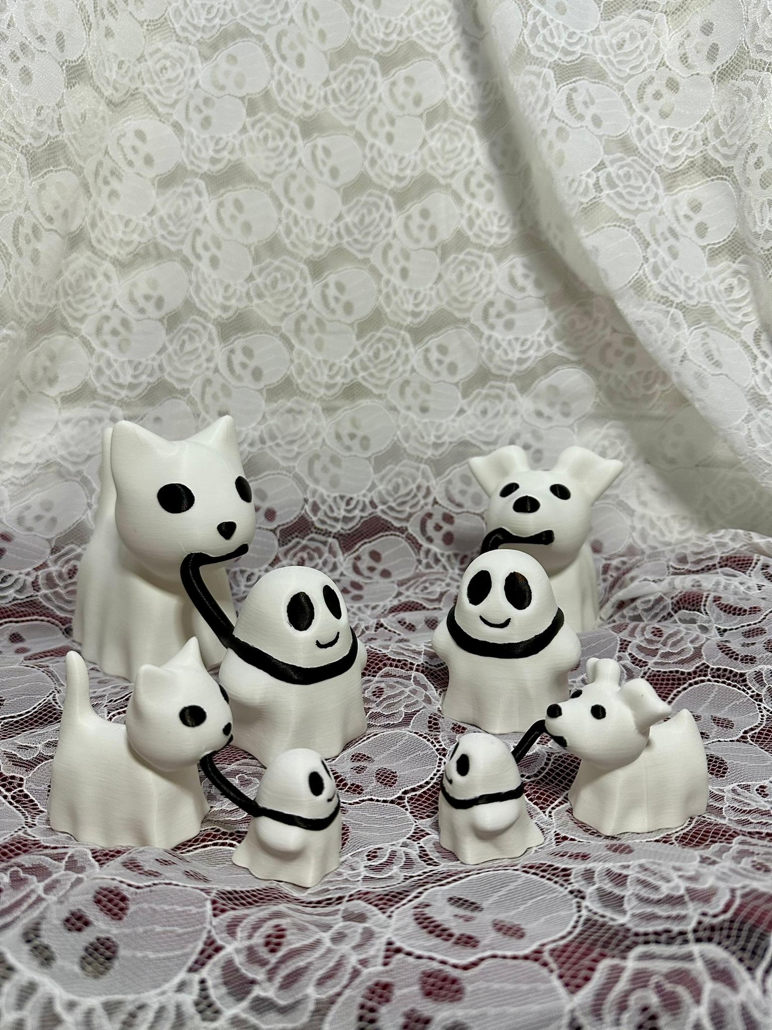 Dog and Cat Walking Ghost Halloween Decor 3d model