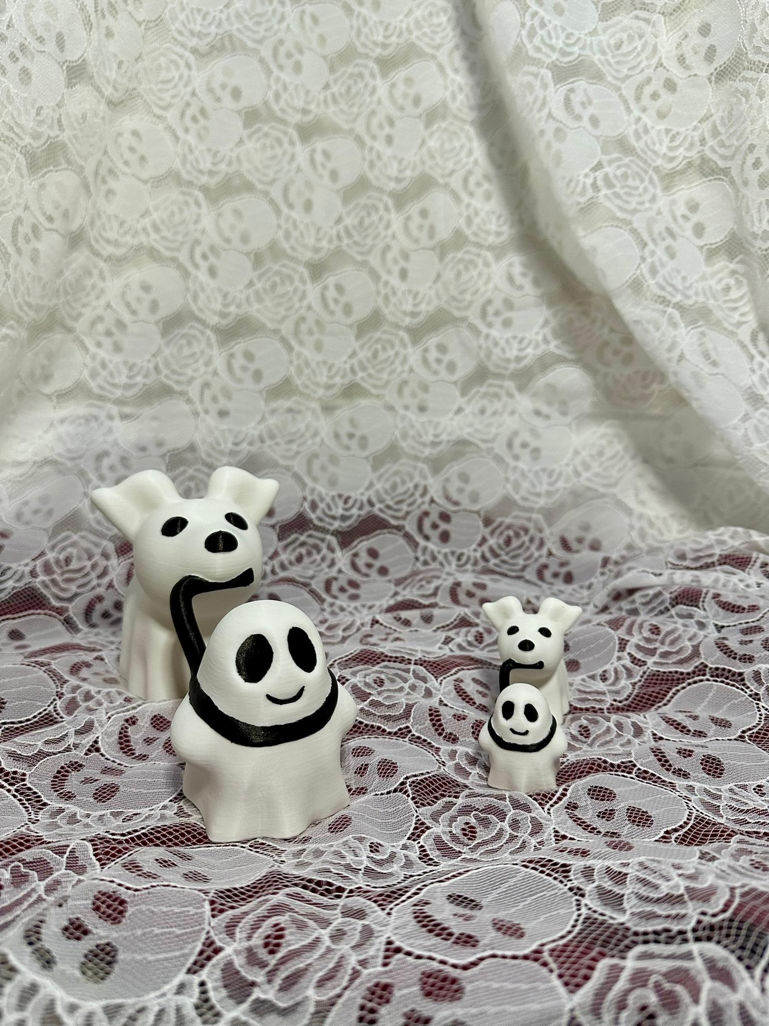 Dog and Cat Walking Ghost Halloween Decor 3d model