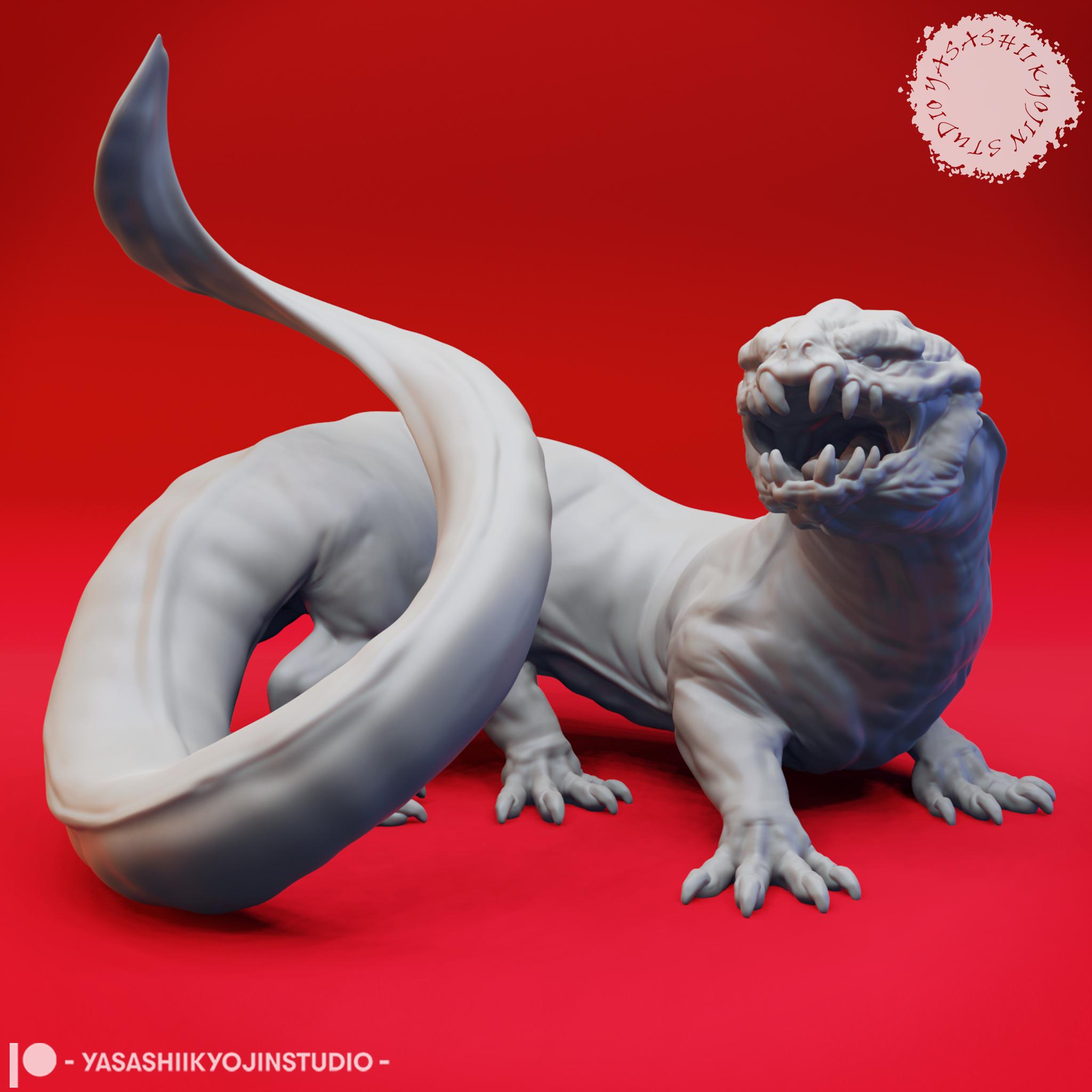 Frost Salamander - Tabletop Miniature (Pre-Supported) 3d model