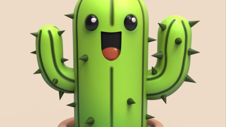 Cactus in a Pot 3d model