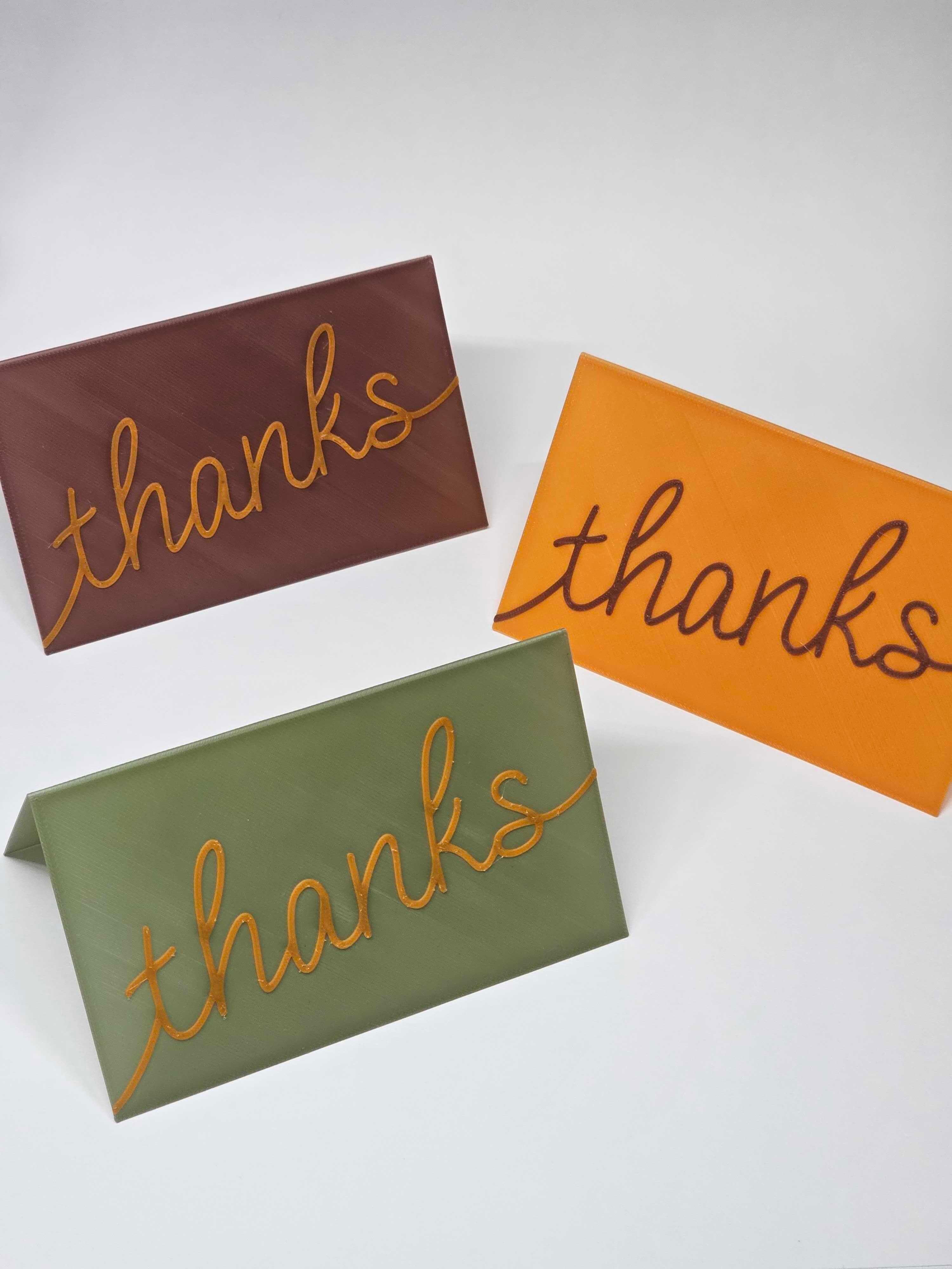"thanks" Folded Card 3"x5" | Thank You Card | Greeting Card | Tent Sign / Decor 3d model
