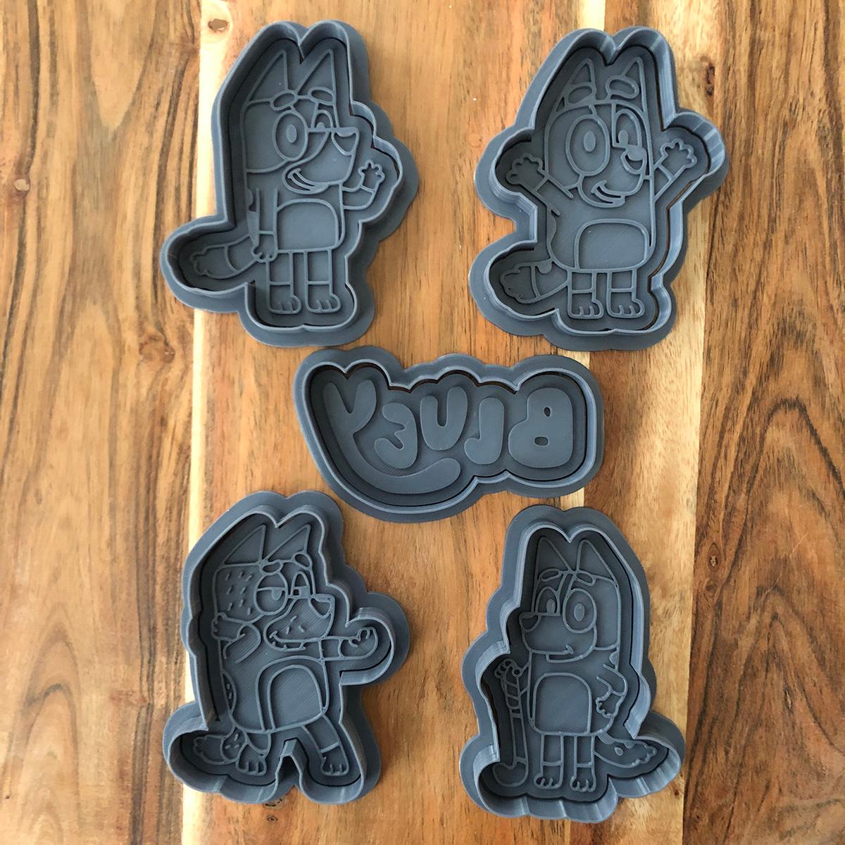 Bluey Cookie Cutters and Stamps 3d model