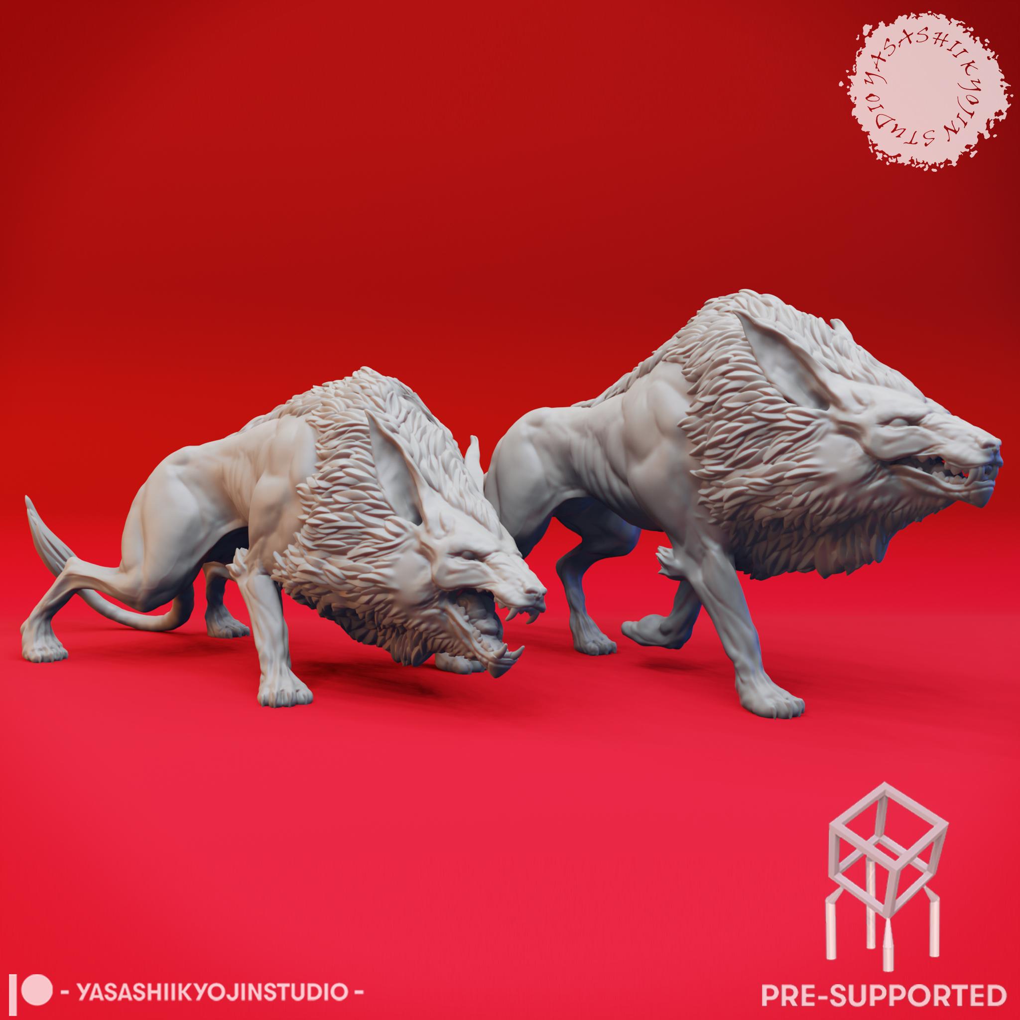Worg Pair - Tabletop Miniatures (Pre-Supported) 3d model