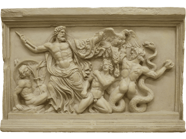 Zeus and the Giants (Stone Carving) - Hueforge Print 3d model