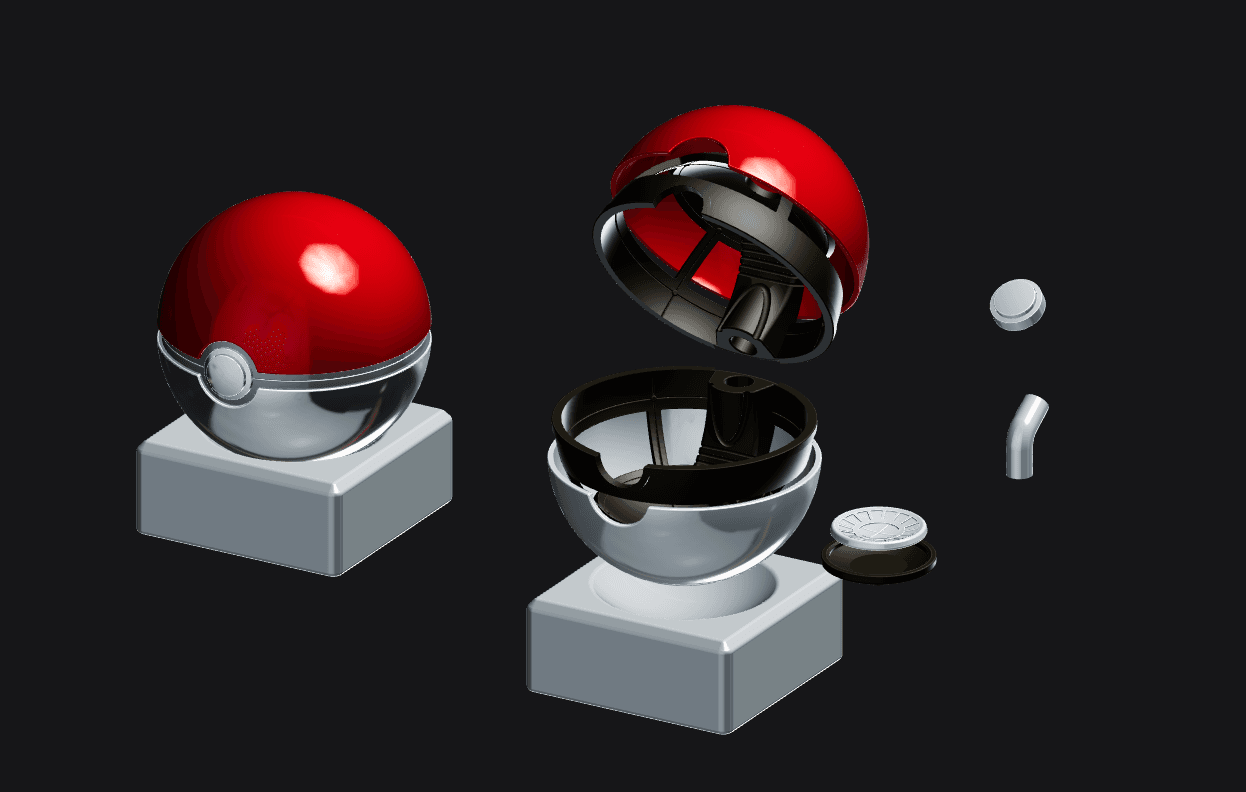 POKEBALL 3D FILES, WITH FUNCTIONAL HINGE 3d model