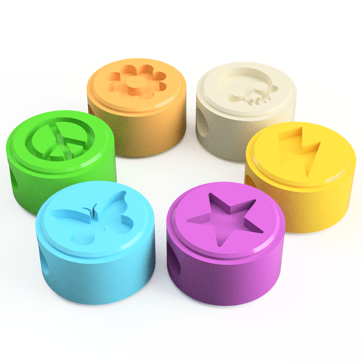 6 3D Printable STL Retro Rave Beads | DIY Candy Jewelry Making | Royalty 3d model