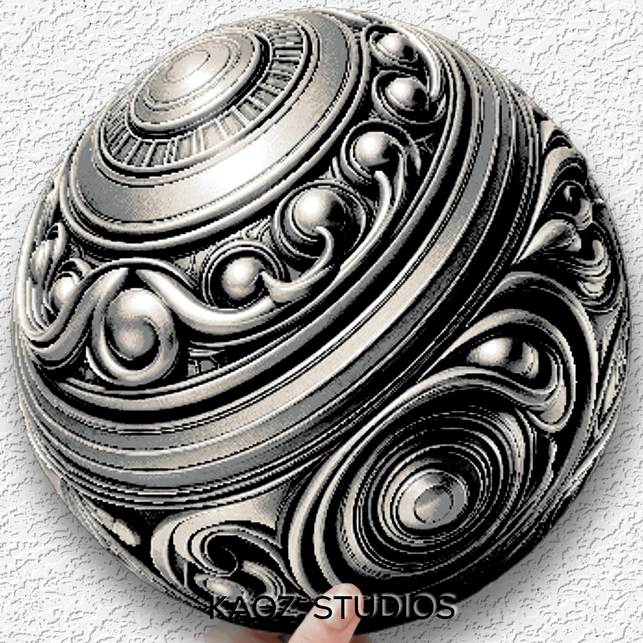 Metal Carved Sphere Optical Illusion Hueforge Art - easy to print 3d model