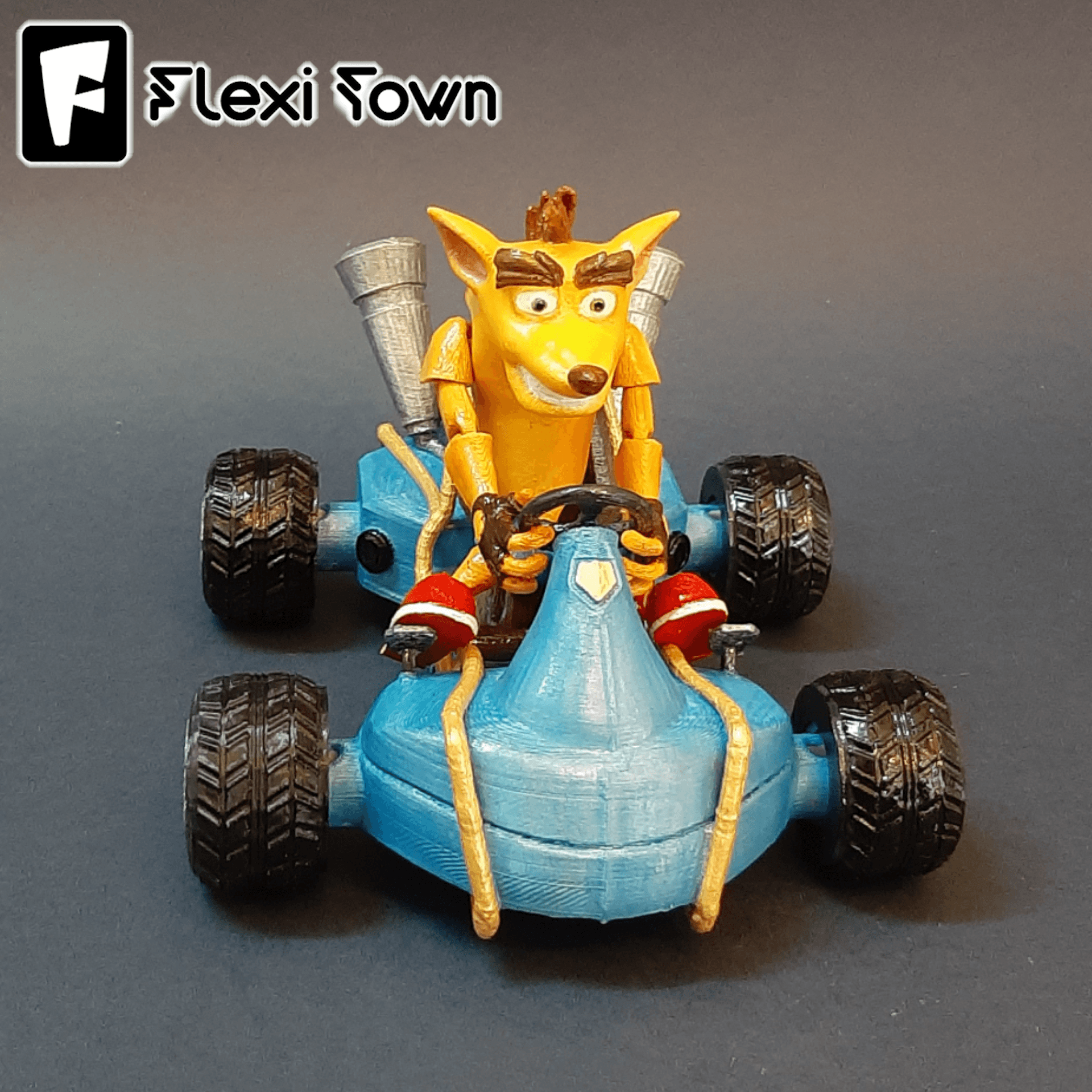 Flexi Print in Place Crash Bandicoot and Crash Team Racin Kart 3d model
