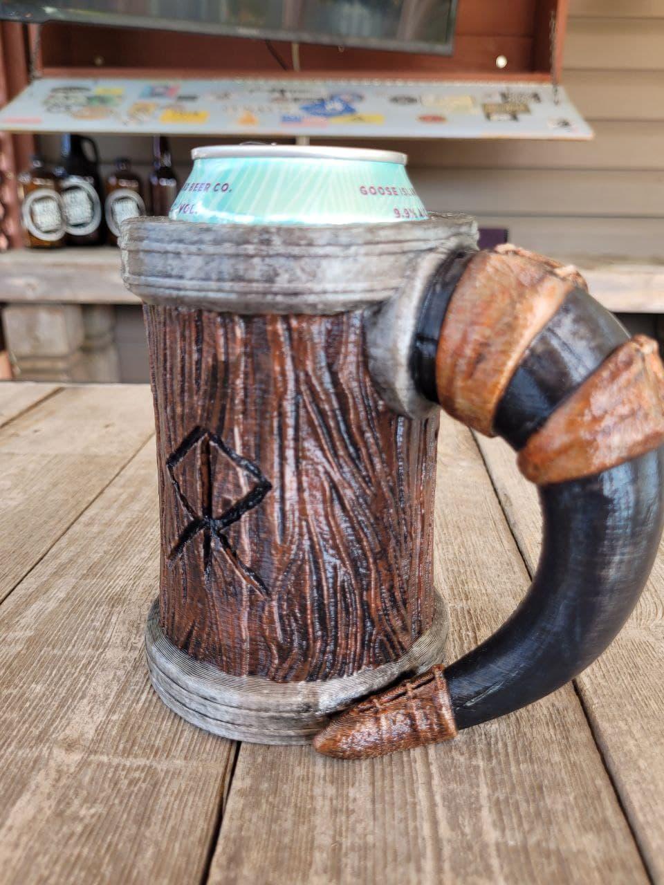 Viking Warrior Horn Tankard Beer Can Koozie 3d model