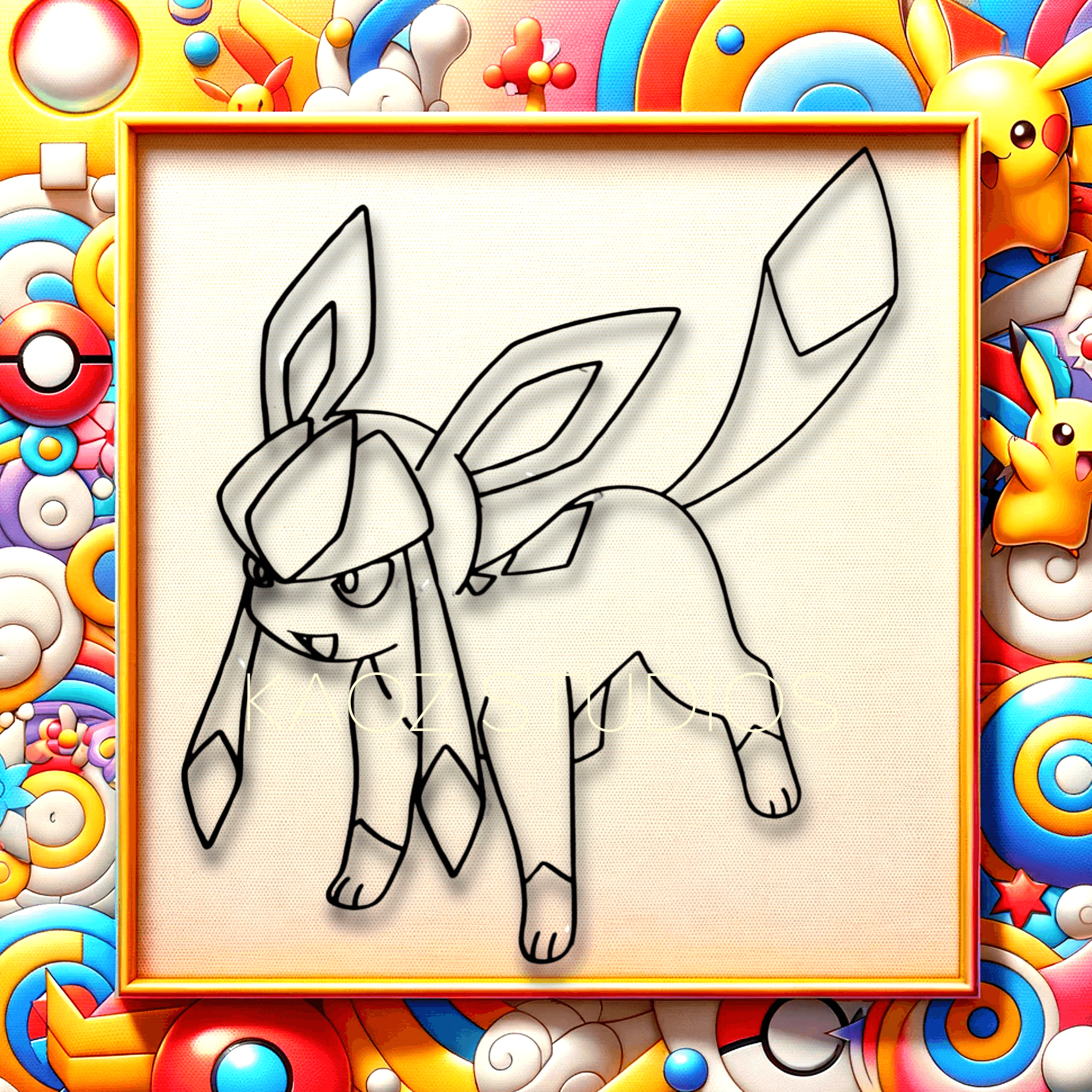 GLACEON wall art eevee pokemon wall decor game room decoration 3d model