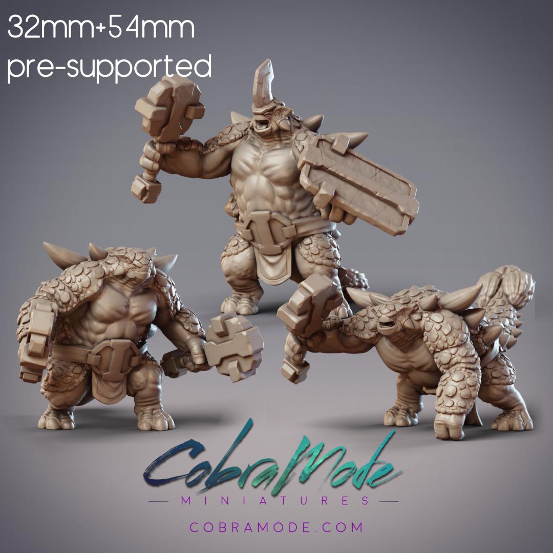 Dinofolk Brutes - Krommok, Grothar, and Skarn, Dinovian Mercenaries (Pre-supported) 3d model