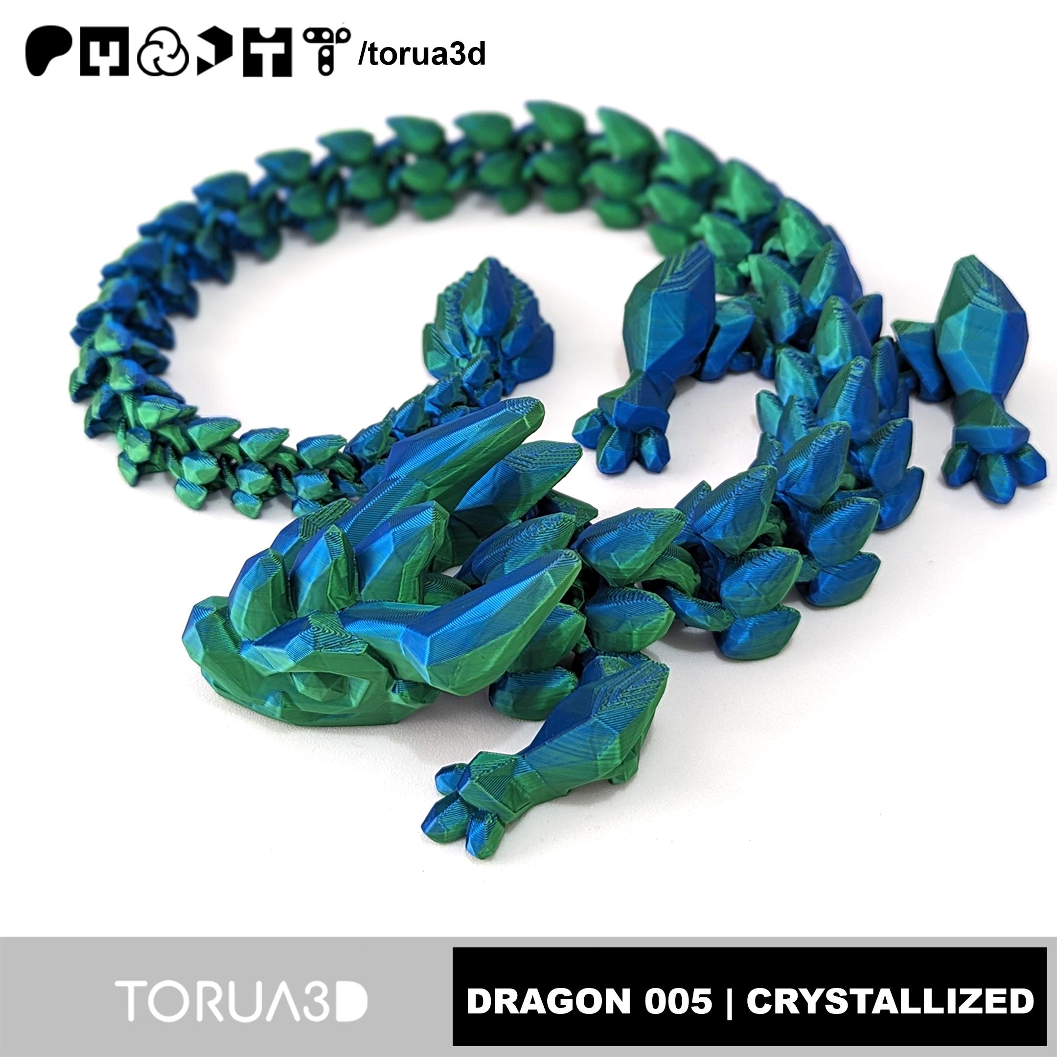 Articulated Dragon 005 - Crystallized - No supports - Print in place - STL 3d model