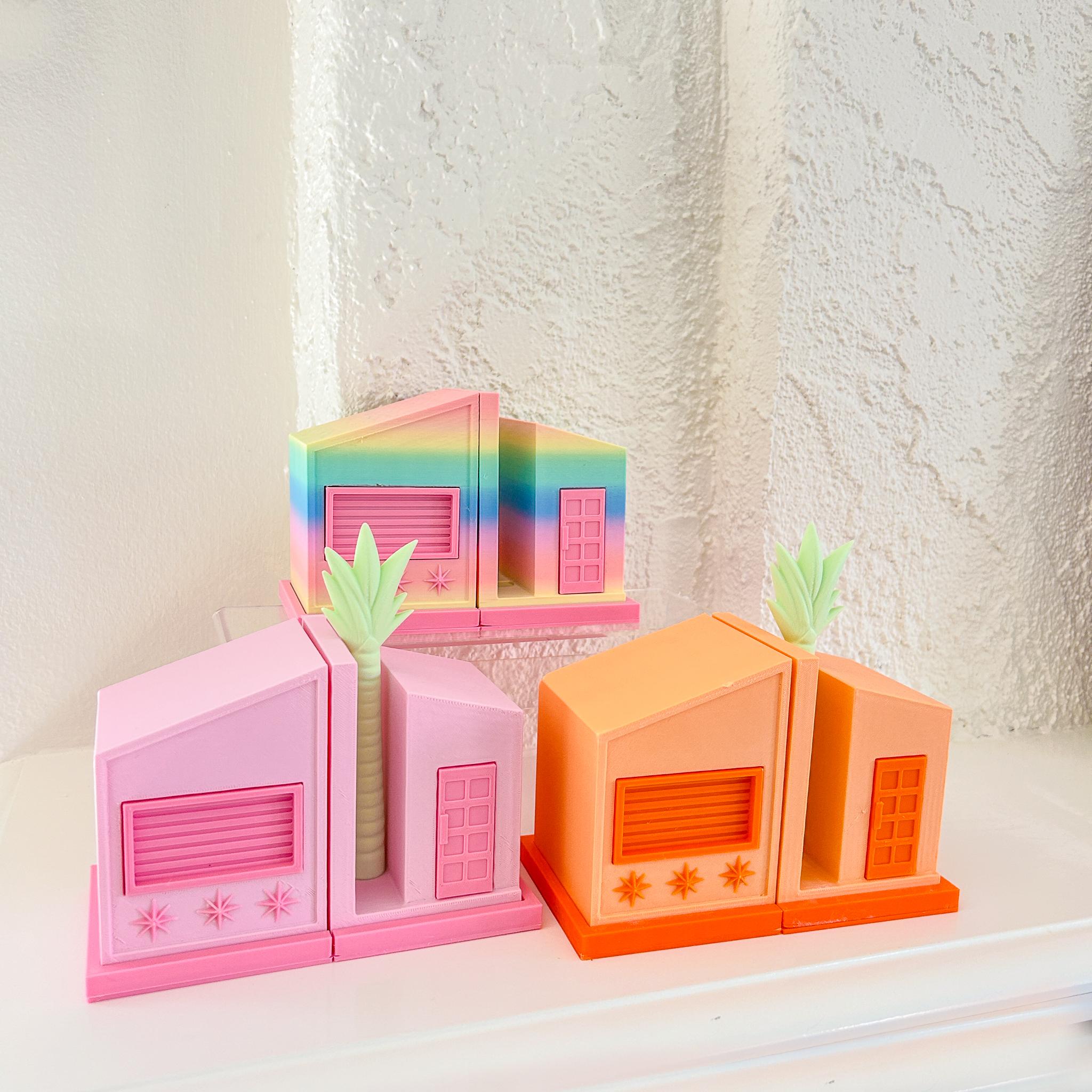 Midcentury Skillion Roof House Bookend: Retro Palm Springs Retro Inspired 3d model